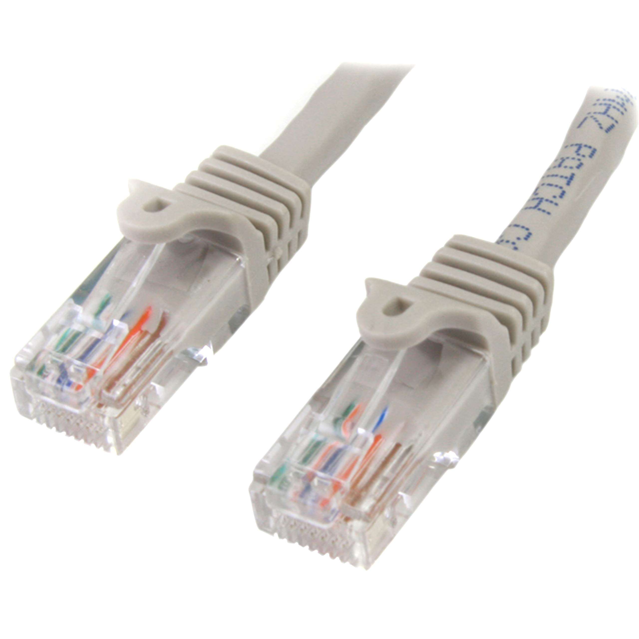 StarTech.com 1 m Gray Cat5e Snagless RJ45 UTP Patch Cable - 1m Patch Cord - Ethernet Patch Cable - RJ45 Male to Male Cat 5e Cable (45PAT1MGR), Grey