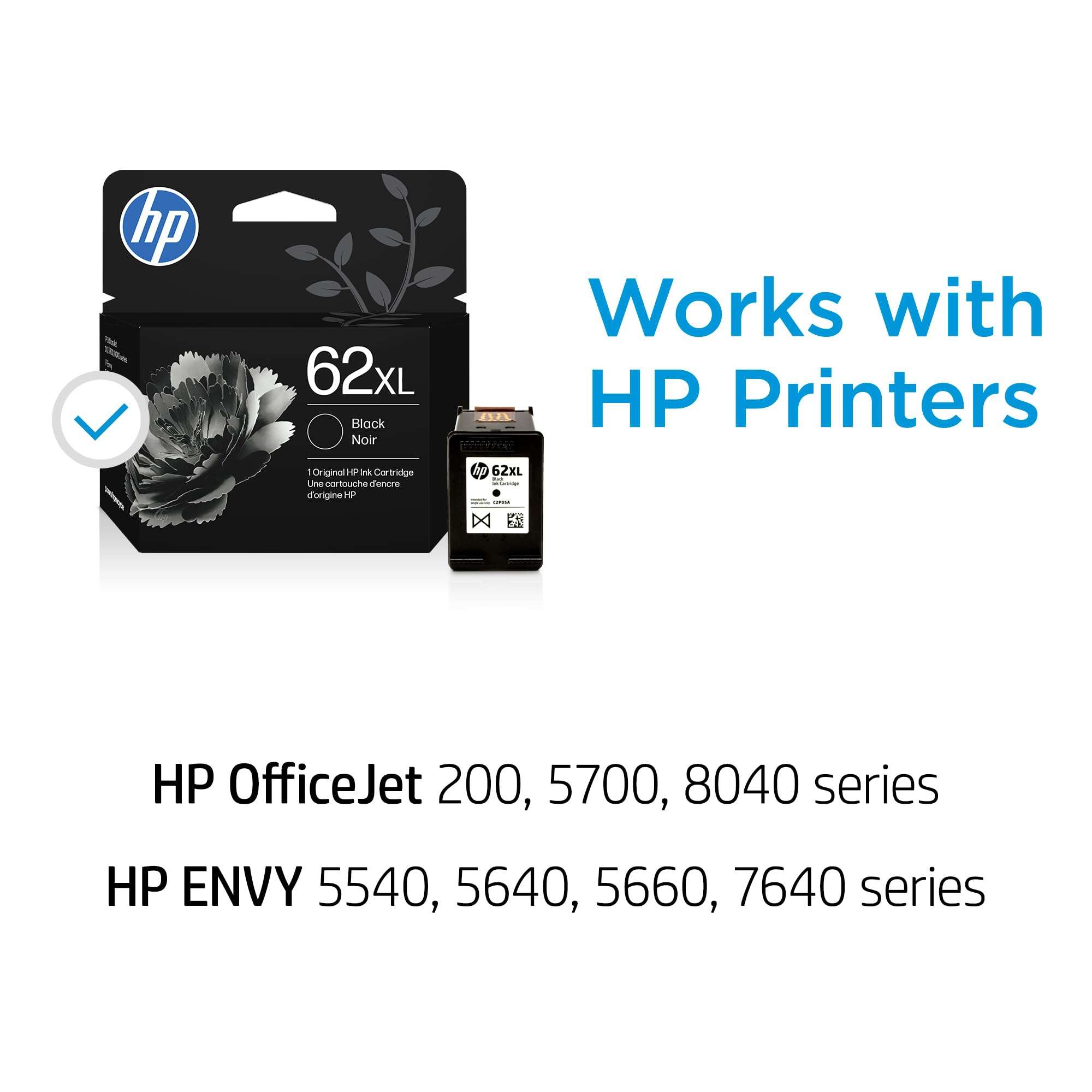 HP 62XL Black High-yield Ink Cartridges | Works with Printer Series: ENVY 5540, 5640, 5660, 7640, OfficeJet 5740, 8040, OfficeJet Mobile 200, 250 | Instant Ink Eligible | C2P05AN | Packaging May Vary 3