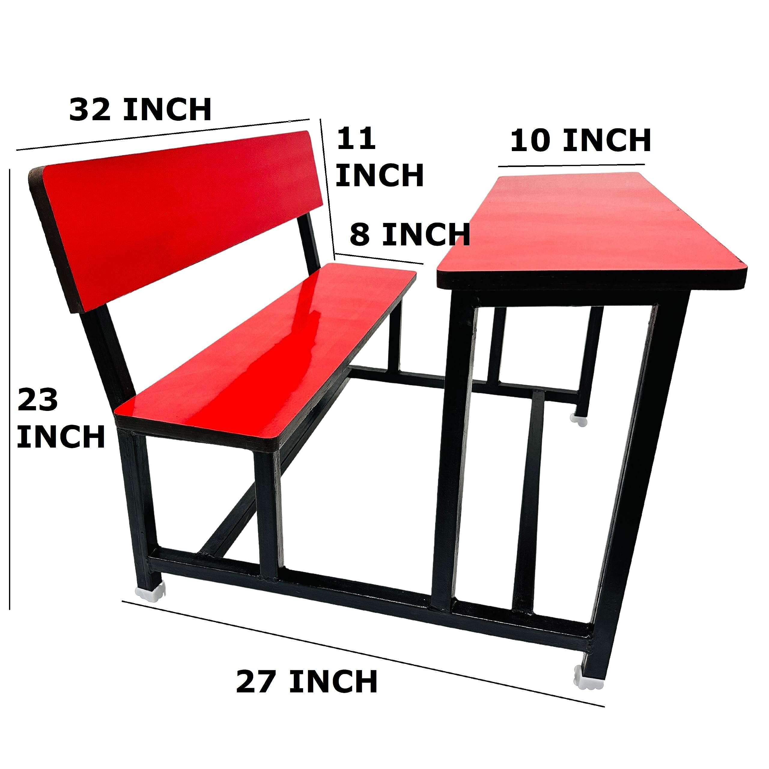 SCHOOL FURNITURE sturby School Duel Desk with Back Support for Two Students Heavy Duty Frame with ply Board red Color (4pc) 4