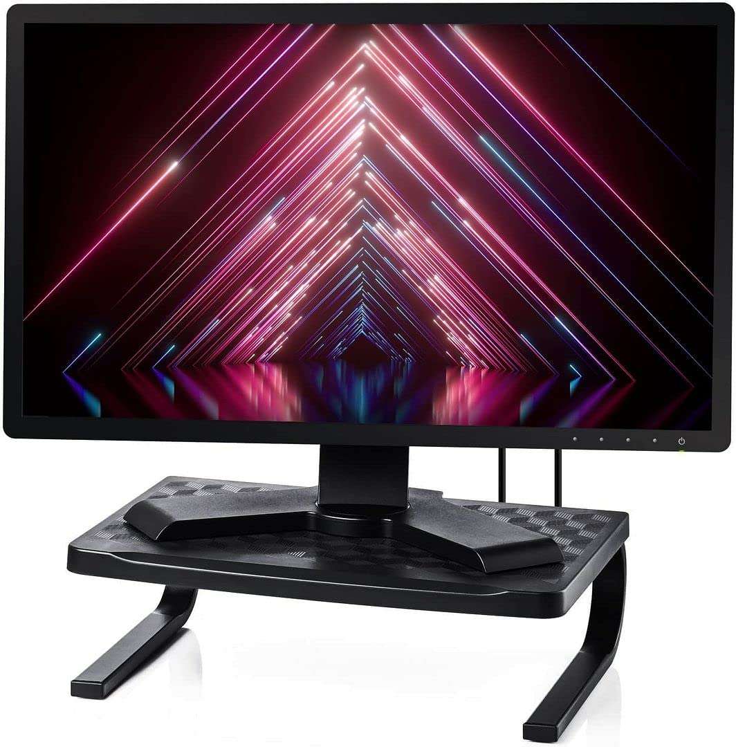 2Halter Monitor Stand Riser, Computer Desk Organizer and Cable Management, for Laptop, TV, Printer with Sturdy Metal Legs, 2 Pack, Black 2