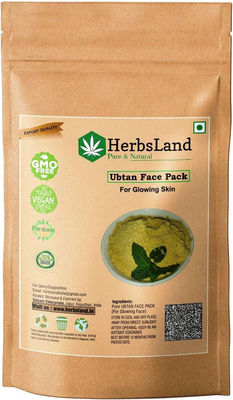 HerbsLand 100% Pure and Natural Ubtan Face Pack Mask with Orange Peel,Kappor,Wheat grass,Jasmine Essential Oil & Kasturi Haldi For Skin | Face Mask | Glowing Skin (100 g) 2