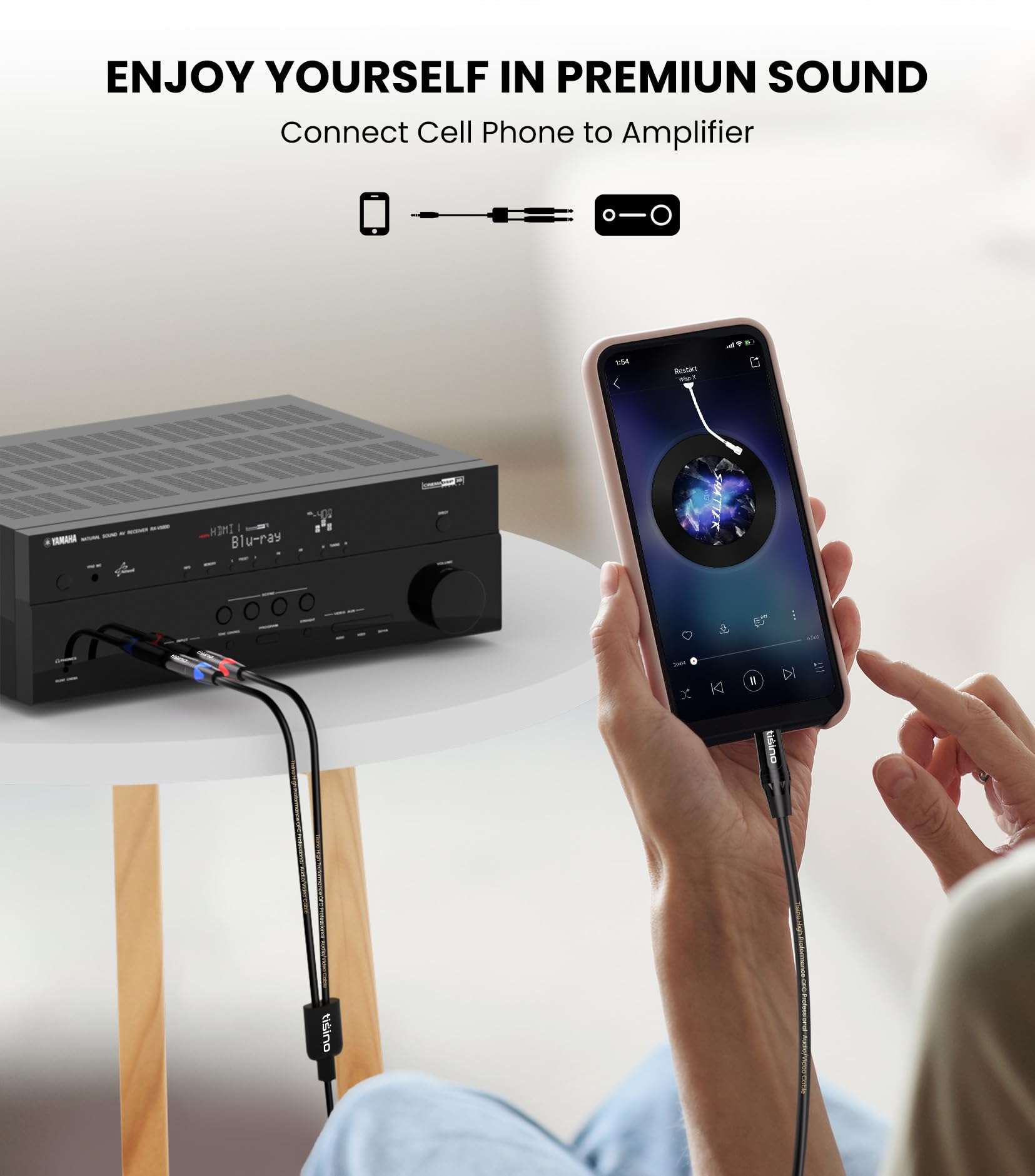 Tisino 1/8 to 1/4 Stereo Cable, 1/8 Inch TRS Stereo to Dual 1/4 inch TS Mono Y-Splitter Cable 3.5mm Aux Mini Jack to Jack Breakout Cord for Smartphone, CD Player, Speakers, Amplifiers - 6.6 feet 5