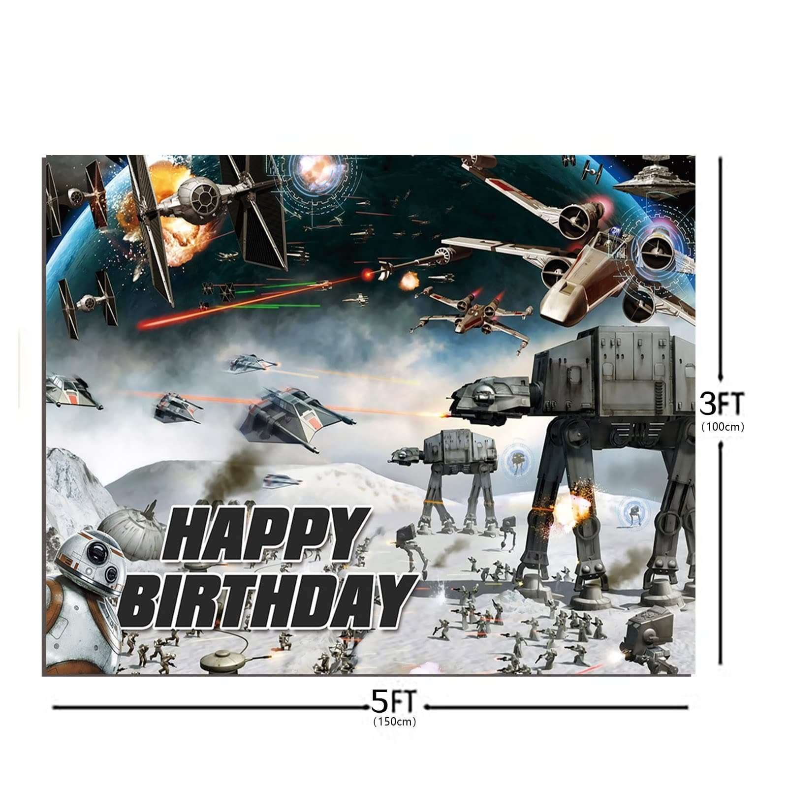 Outer Space Galaxy Wars Photography Backdrop Black Stars Science Fiction Photo Backgrounds Kids Boys Birthday Decorations Cake Table Banner 5x3ft 6