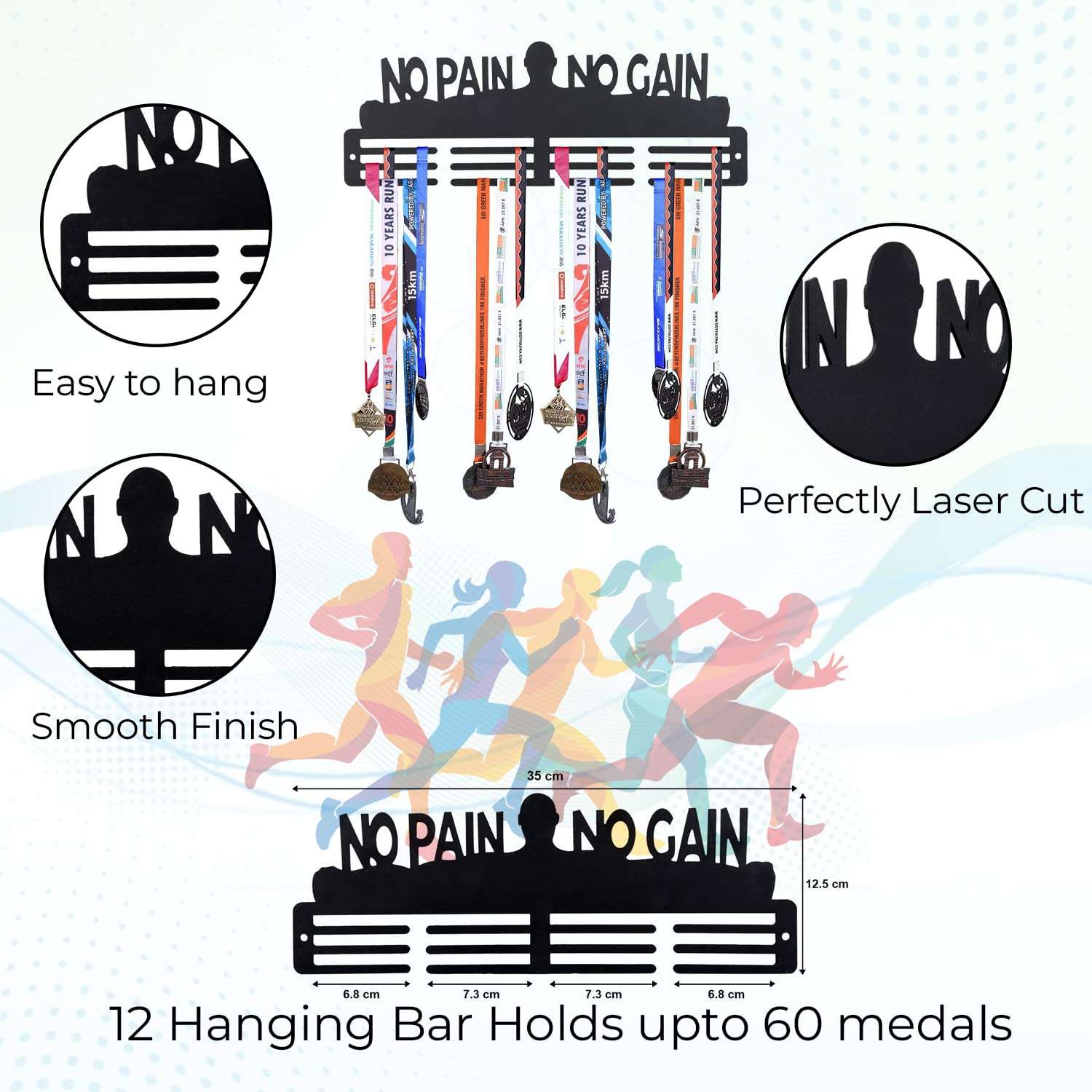 Sehaz Artworks Medal Hangers for Wall | Medal Holder for Wall | Medal Display Case | Wall Mount Medal Frame Holds Upto 24-30 Medals Black 3