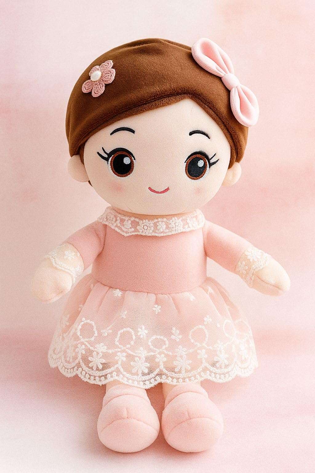 SCOOBA Soft Pink Adorable Baby Doll 40cm Medium - Polyfill Washable Cuddly Soft Plush Toy - Helps to Learn Role Play - 100% Safe for Kids (Baby Doll Pink) 3