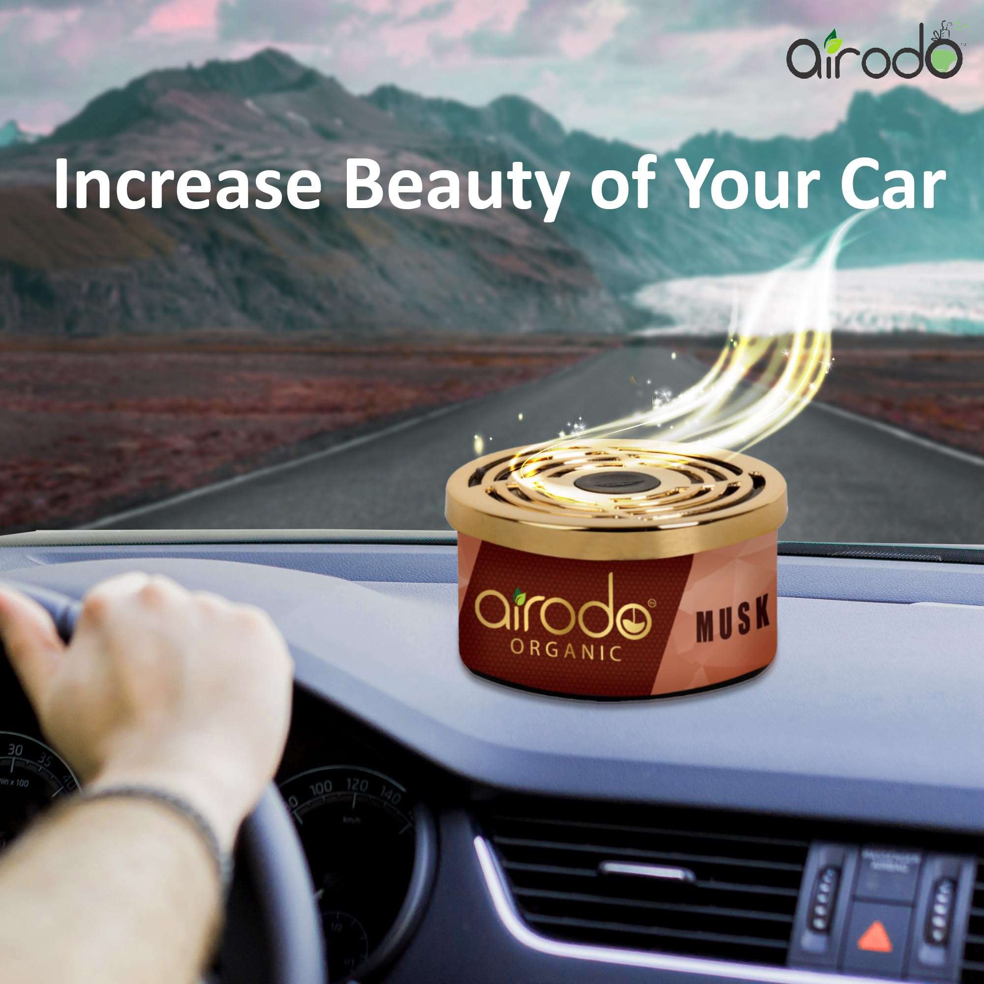 Airodo One Musk Organic Car Perfume, Strong Fiber Air Freshener to Freshen'up Your Car - Car Accessories interior car perfumes and fresheners (50g with 2 Refill) 3