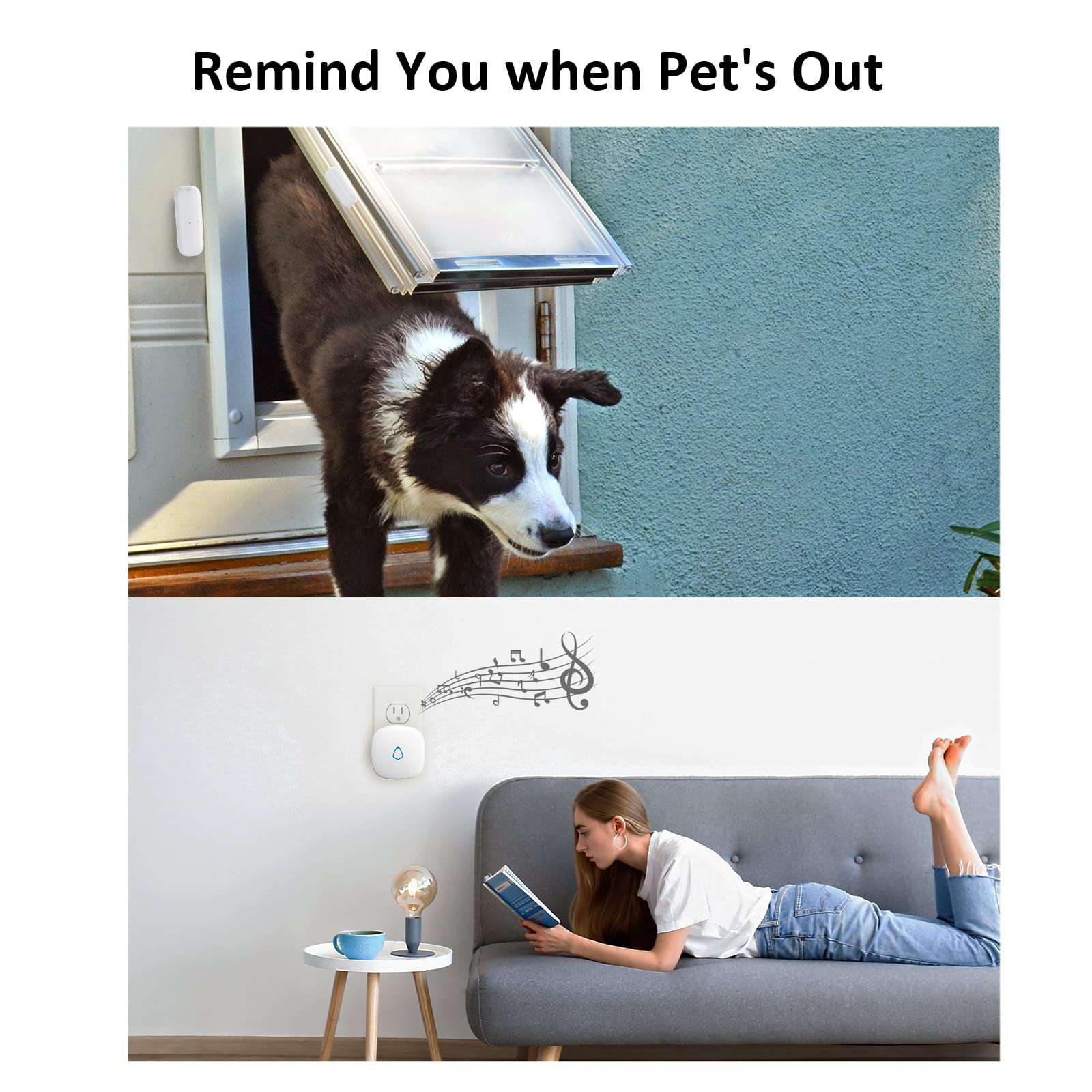 METAK Door Chime, Wireless Door Open Contact Sensor Alarm with 500 FT Range, 58 Chimes and 5 Volume Levels for Business/Store/Home/Office When Entering, 3 Transmitter + 2 Plug-in Receiver (White) 5