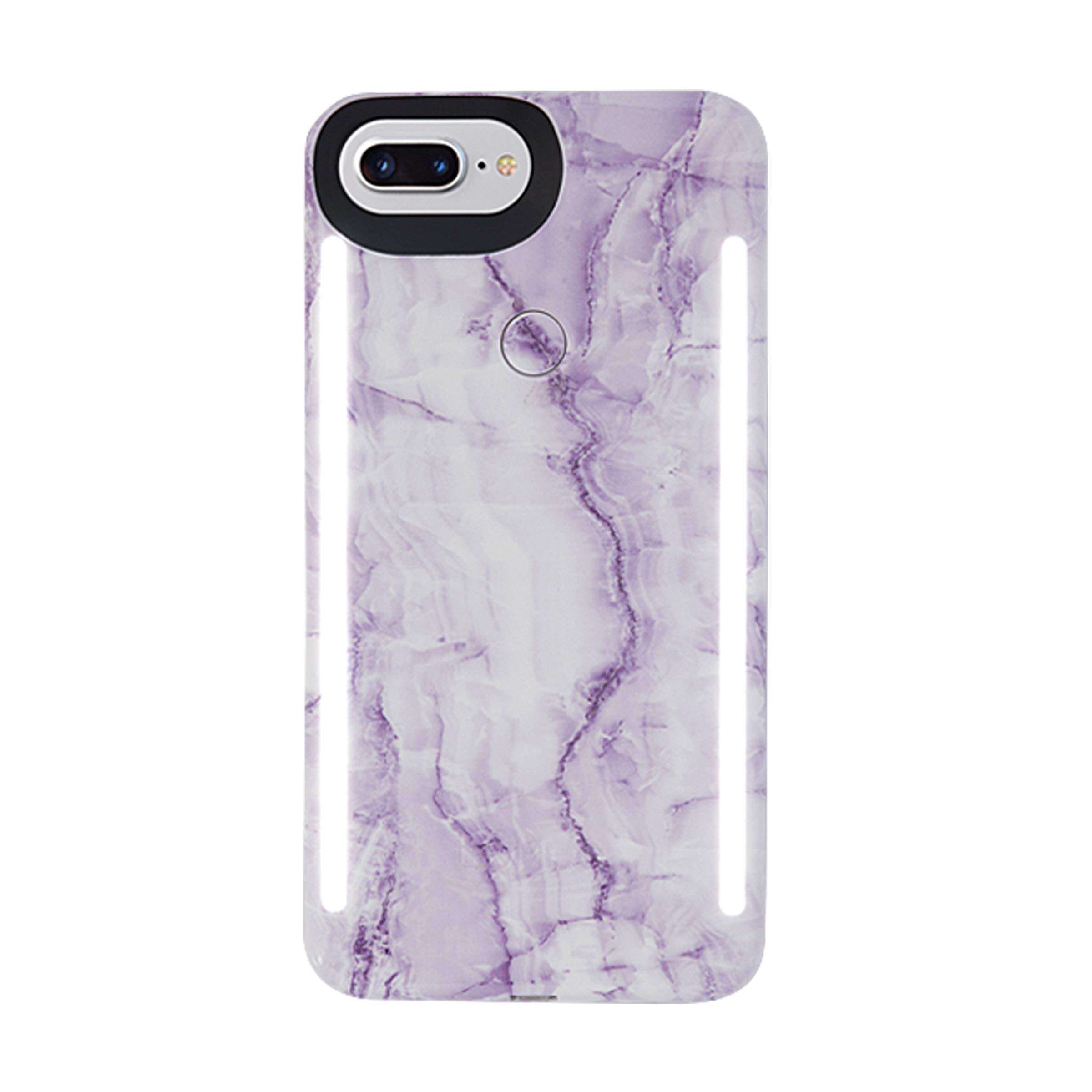 LuMee Duo Phone Case | Front & Back LED Lighting, Variable Dimmer | Shock Absorption, Bumper Case, Selfie Phone Case | iPhone 8+ / iPhone 7+ / iPhone 6s+ / iPhone 6+ (Lavender Marble), Model:LD-IP8PV2-LMR 1