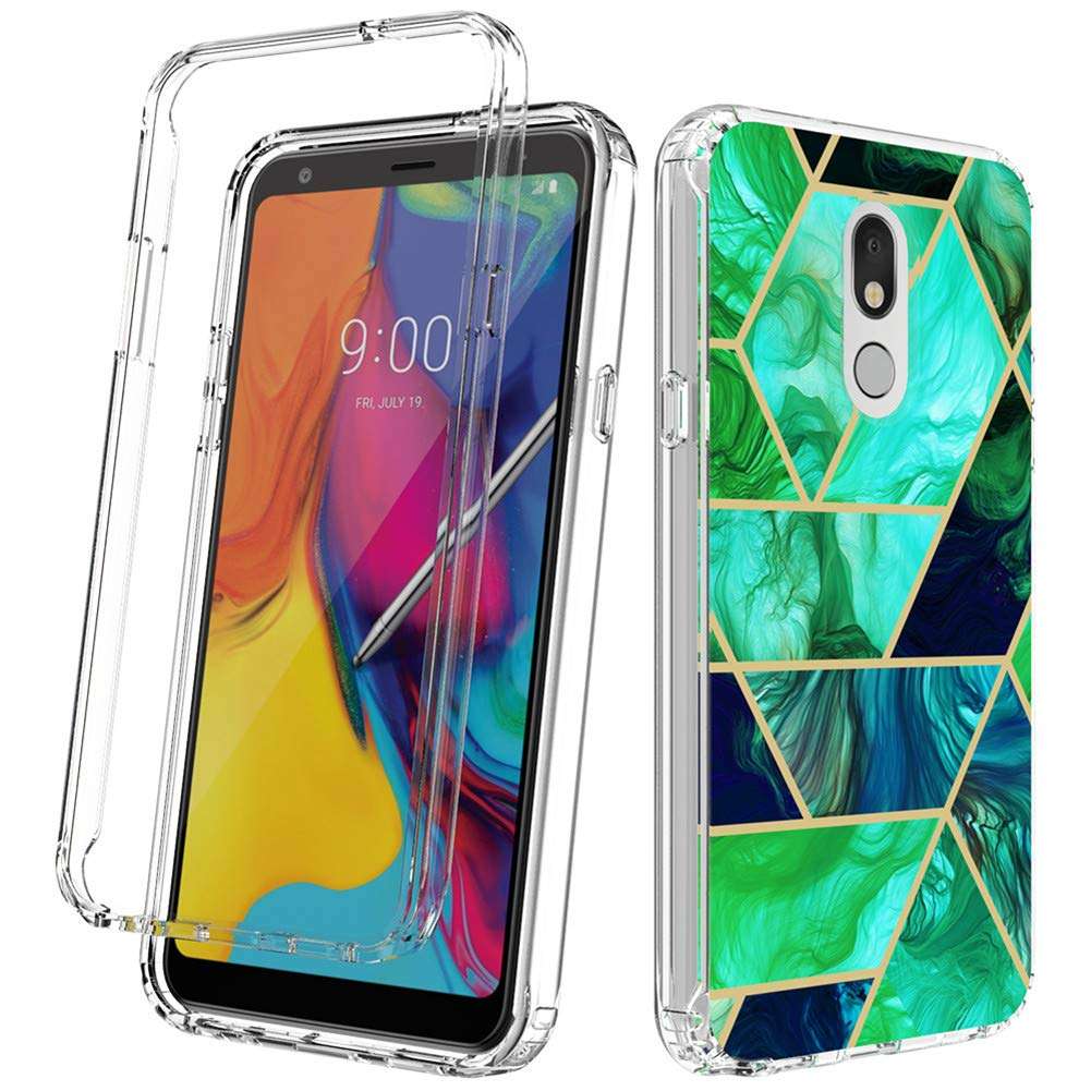 Compatible with LG Stylo 5 Phone Case, LG Stylo 5/5 +/5V/LG stylo 5 Plus Case,Marble PC,Hard Back Protective Cover,Scratch Resistant,Shock Absorption,Soft Silicone TPU Bumper,Hybrid Slim Case,Blue 2