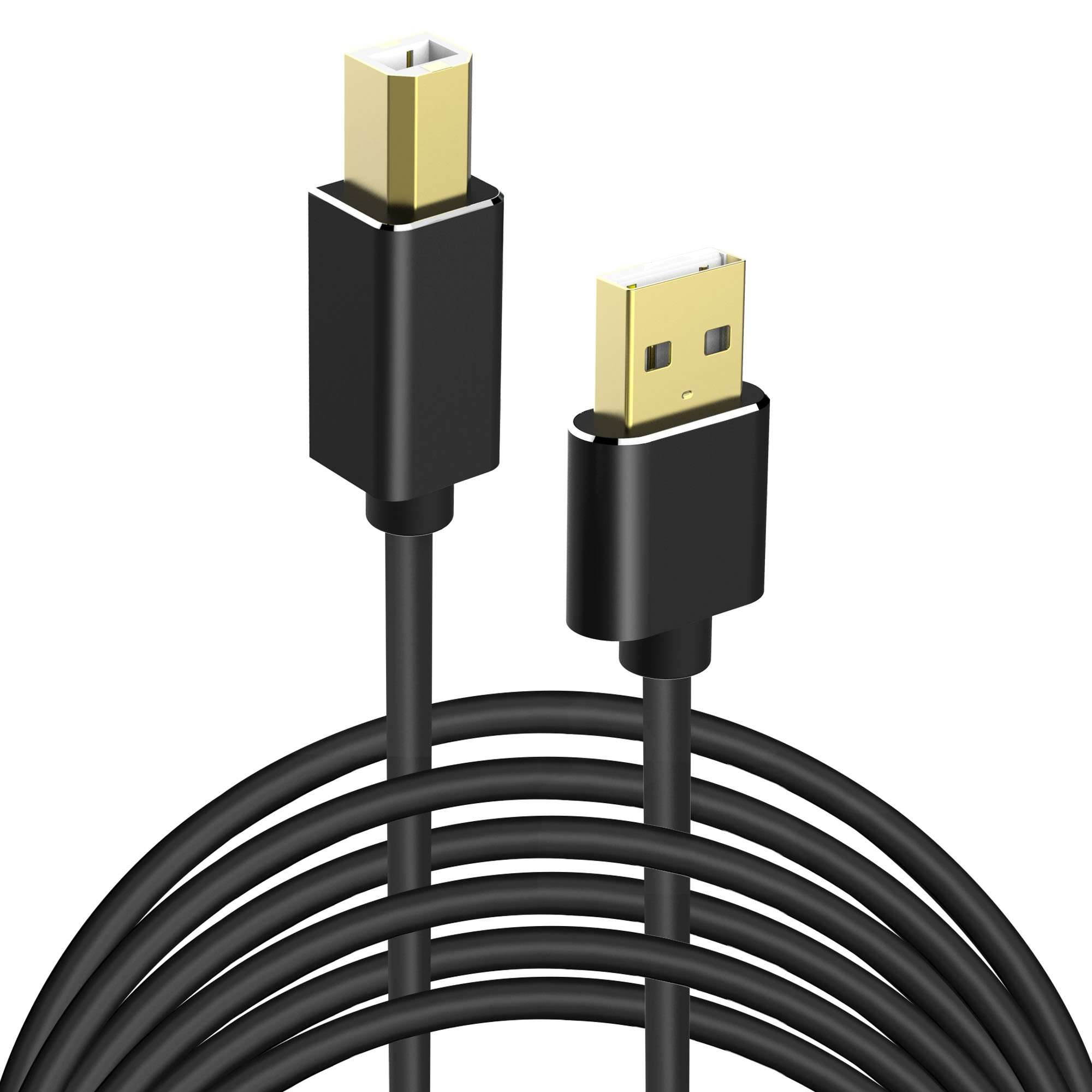 USB Printer Cable, UMECORE 16FT Flexible USB 2.0 Type A Male to B Male Scanner Cord High Speed for HP Canon Dell, Lexmark Epson Xerox Samsung and More (Gold-Plated Connector) 1