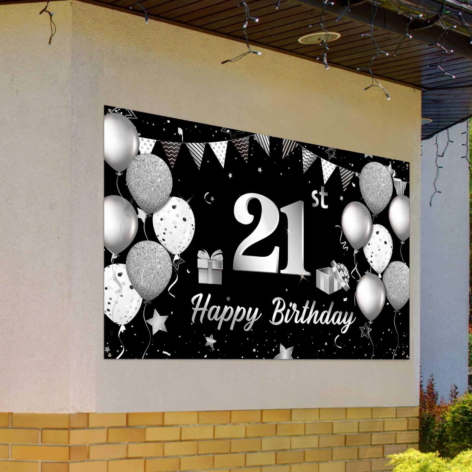 Happy 21st Birthday Backdrop Banner Extra Large Fabric 21st Birthday Sign Poster Photography Background 21 Years Old Birthday Photo Booth Backdrop for 21st Party Decorations 72.8 x 43.3 Inch 6