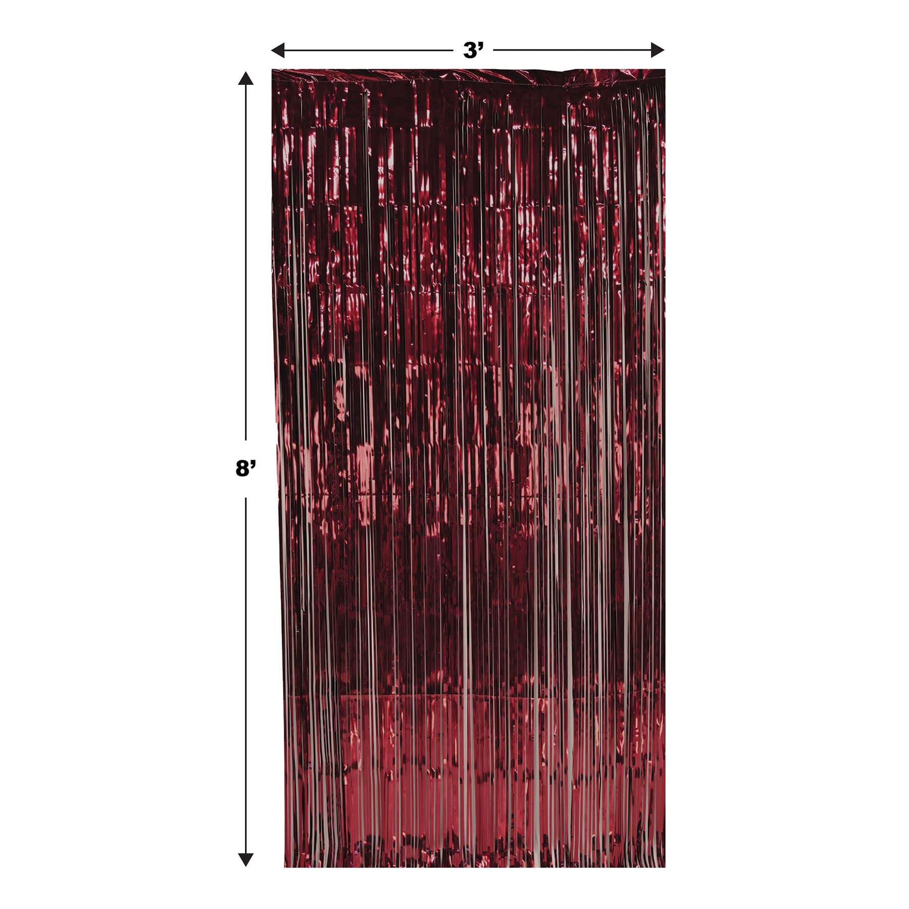 Beistle 1-Ply Tinsel Foil Fringe Curtain Photo Booth Backdrop Birthday Party Decorations, Wedding Reception, Baby Shower Celebration, Graduation Supplies, 8' x 3', Burgundy 3