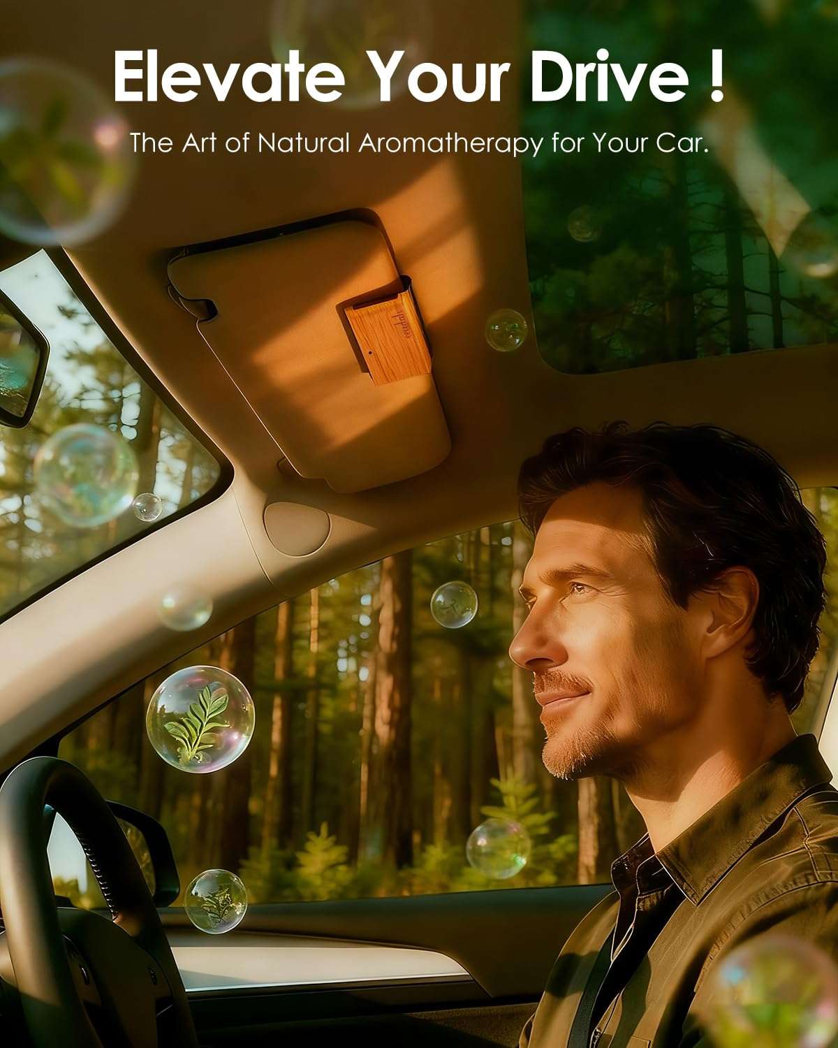 Car Air Freshener - Wood Air Freshener - Long Lasting Car Odor Eliminator for Visor Clip-Variety Scent Starter Kit, Vehicle Scent Diffuser Men&Women- Pack of 3 (Teak-Amber-Grove) 5