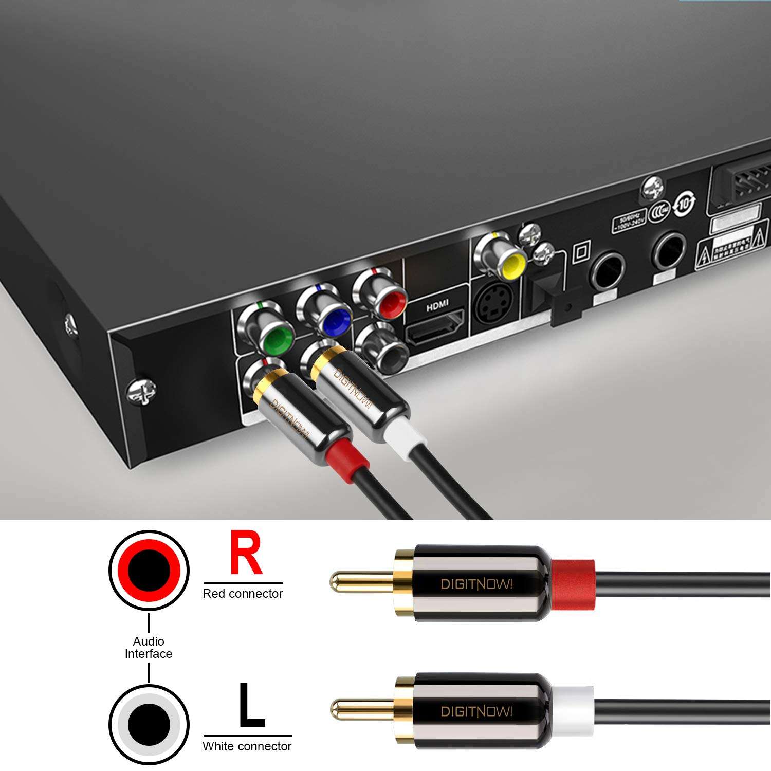 2RCA Male to 2 RCA Male Stereo Audio Cable Gold Plated for Home Theater, TV, Gaming Consoles, Hi-Fi Systems 5