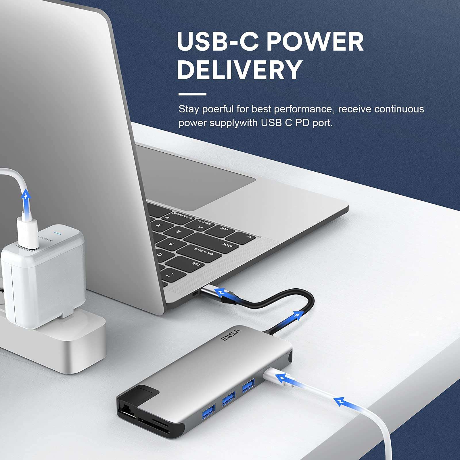 EKSA USB C Hub, 12 in 1 Type C Adapter for MacBook Pro 13" 15" 2018/2017 with 4K HDMI, 100W Power Delivery, Thunderbolt 3 Port, 2 USB 3.0, SD TF Card Reader (12 in 1) 4