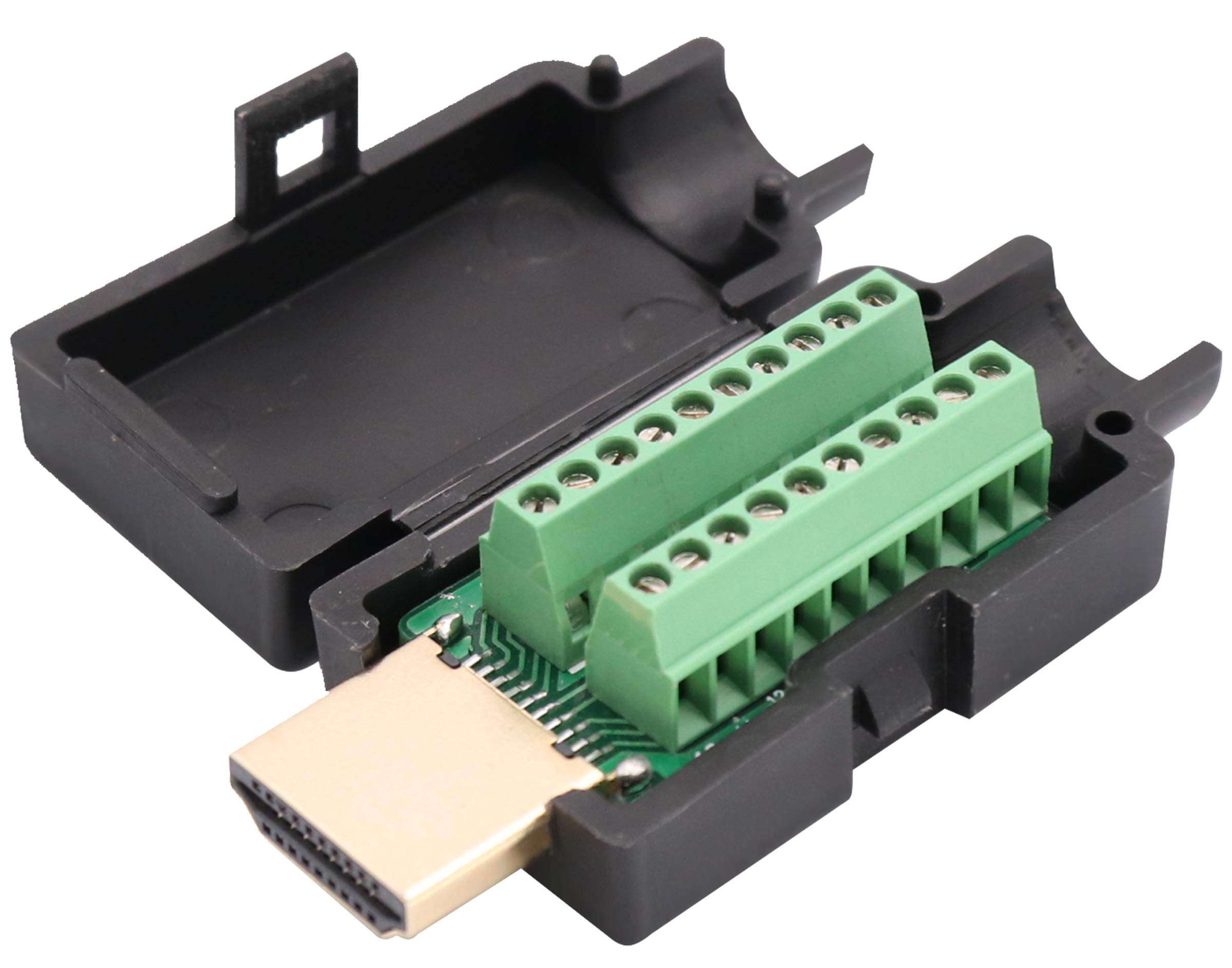 AAOTOKK HDMI Screw Terminal Block Adapter Gold Plated HDMI Male to 20 Pin/Way Female Solderless Terminal Breakout Board Connector Signal Module with case (2Pcak/Male) 4