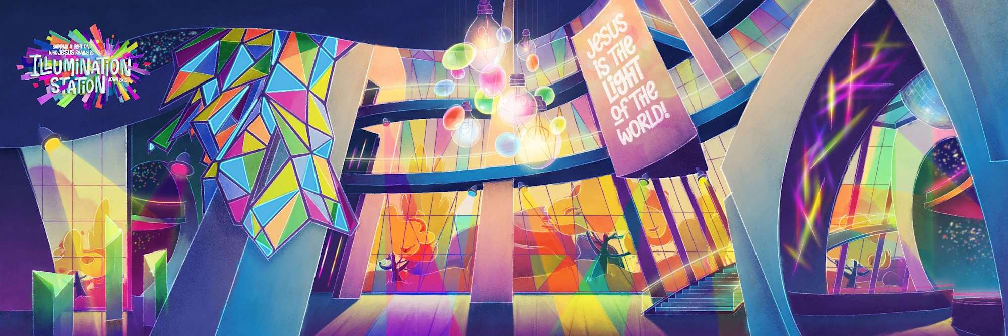 Lifeway Kids VBS 2026 Illumination Station Super Duper Sized Backdrop 1