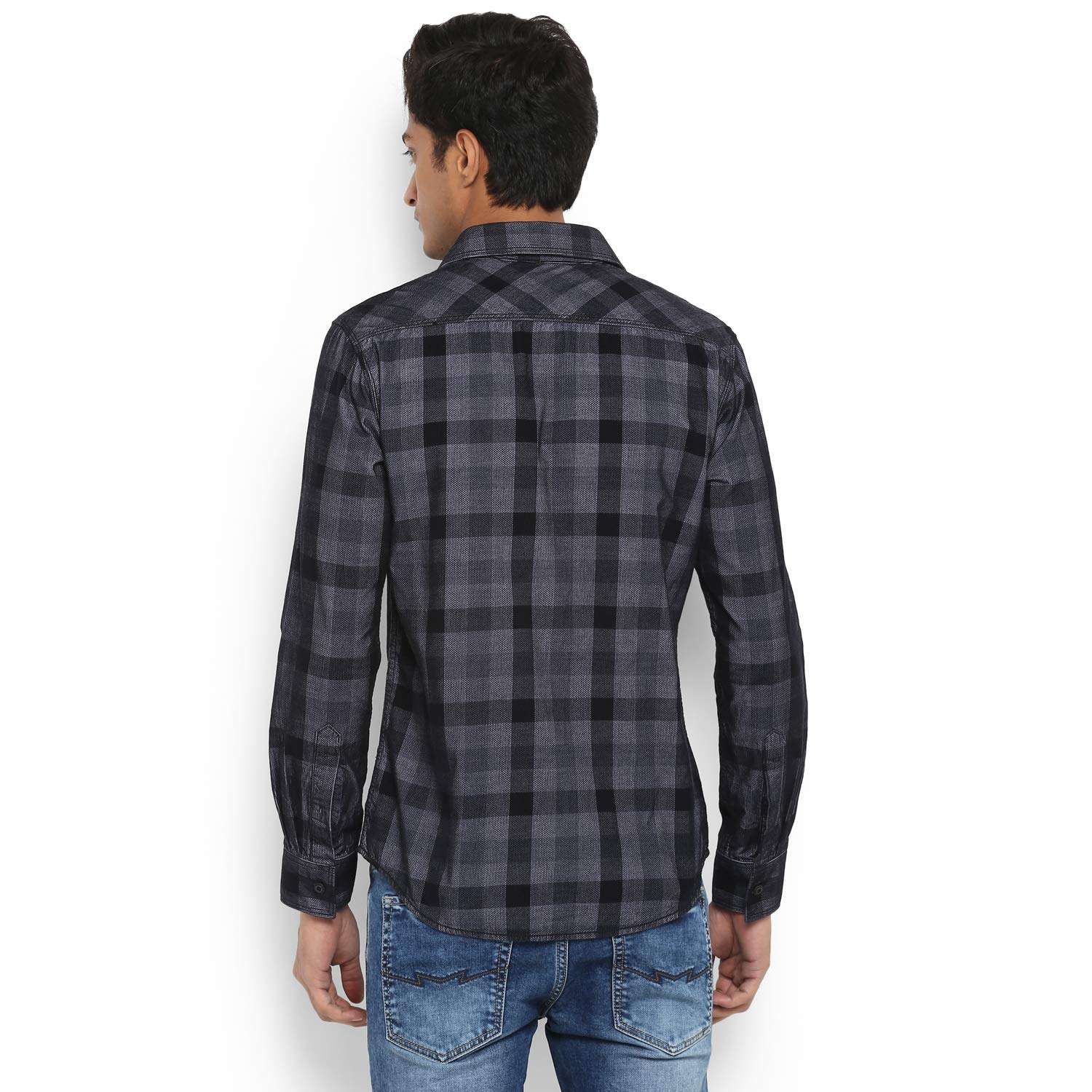 Mufti - MFS-10097-I Men's Grid Tattershall Grey Full Sleeves Shirt, XL 3