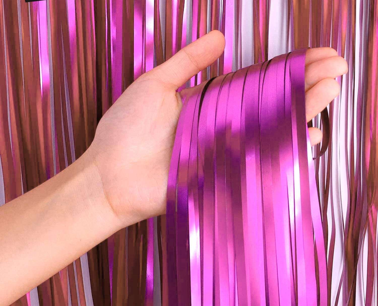 WOLFANO Pack of 4, Purple Decorative Curtains, 6 ft Long | Quick Decoration for Kids Birthday, DJ, Disco Theme Party 4