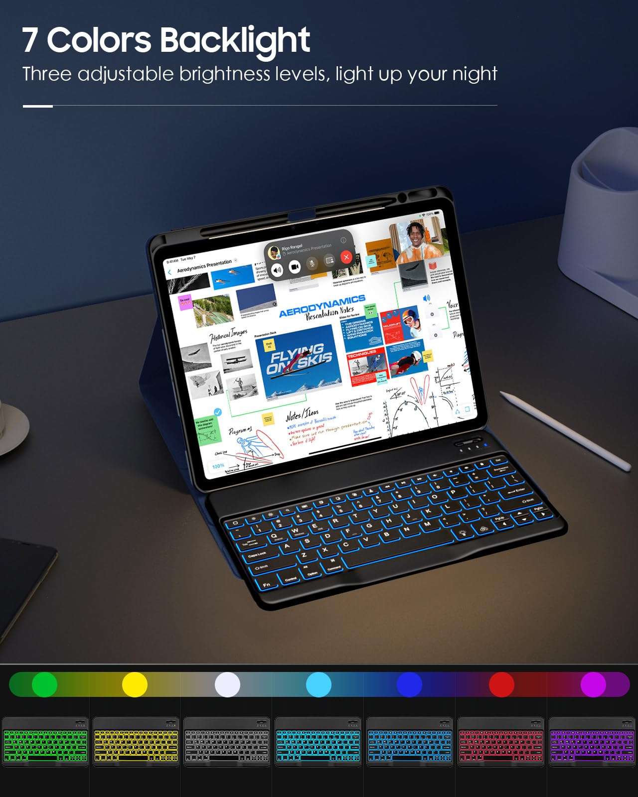 MoKo Keyboard Case for New iPad Air 13 Inch Case with Keyboard 2025/2024, Multi-Angle Magnetic Stand Cover for iPad Pro 12.9 2022/2021/2020/2018, Detachable Wireless Bluetooth Keyboard, Indigo 5