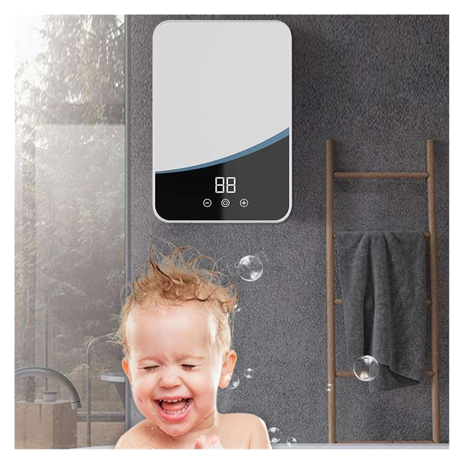 Drumstone (𝐍𝐄𝐖 𝐖𝐈𝐓𝐇 𝟏𝟗 𝐘𝐄𝐀𝐑𝐒 𝐋𝐈𝐌𝐈𝐓𝐄𝐃 𝐖𝐀𝐑𝐑𝐀𝐍𝐓𝐘) Instant Electric Water Heater – LED Touch Panel, Rapid Heating & Temperature Control for Kitchen & Bathroom Use 5