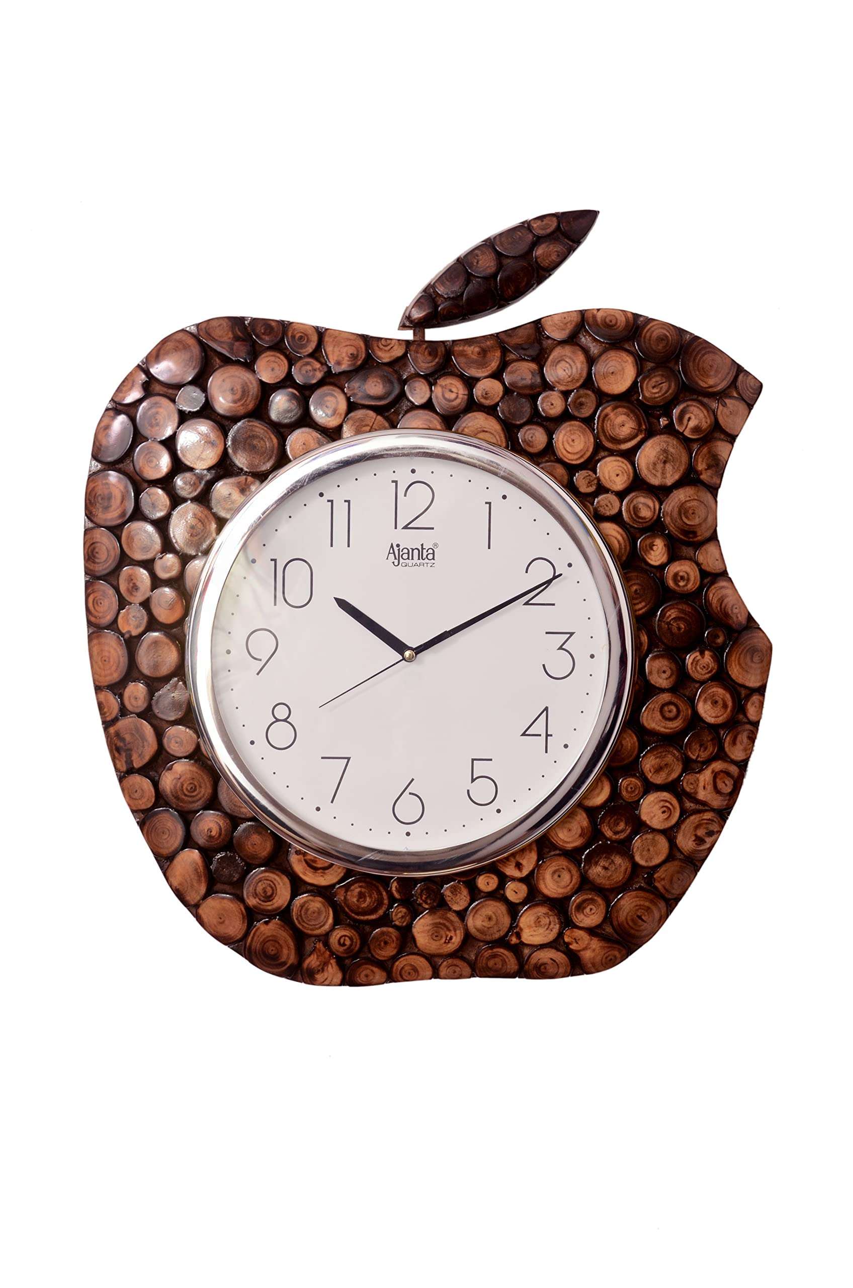 Ajanta SIDDs Apple Look Wooden Antique Wall Clock Designer Big Size, Clock for Wall Decor/Living Room/Bedroom/Office/Hall/Gift for Relatives Brown 1