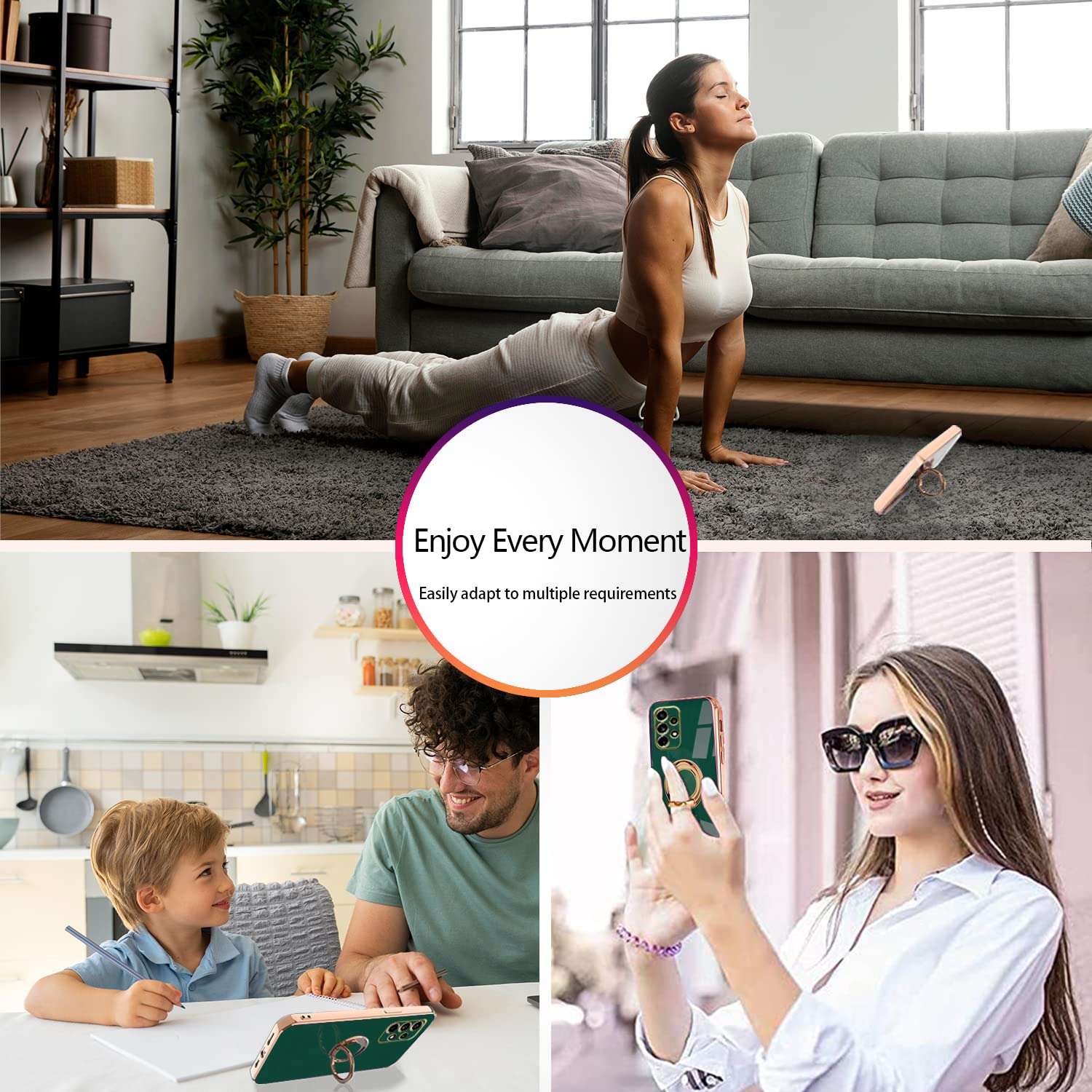 Compatible with Samsung A72 case, Phone Cases for Samsung Galaxy A72 4G/5G with Ring Holder, 360 Degrees Protective Silicone Magnetic Car Holder (Samsung Galaxy A72 4G/5G, Dark Green) 5