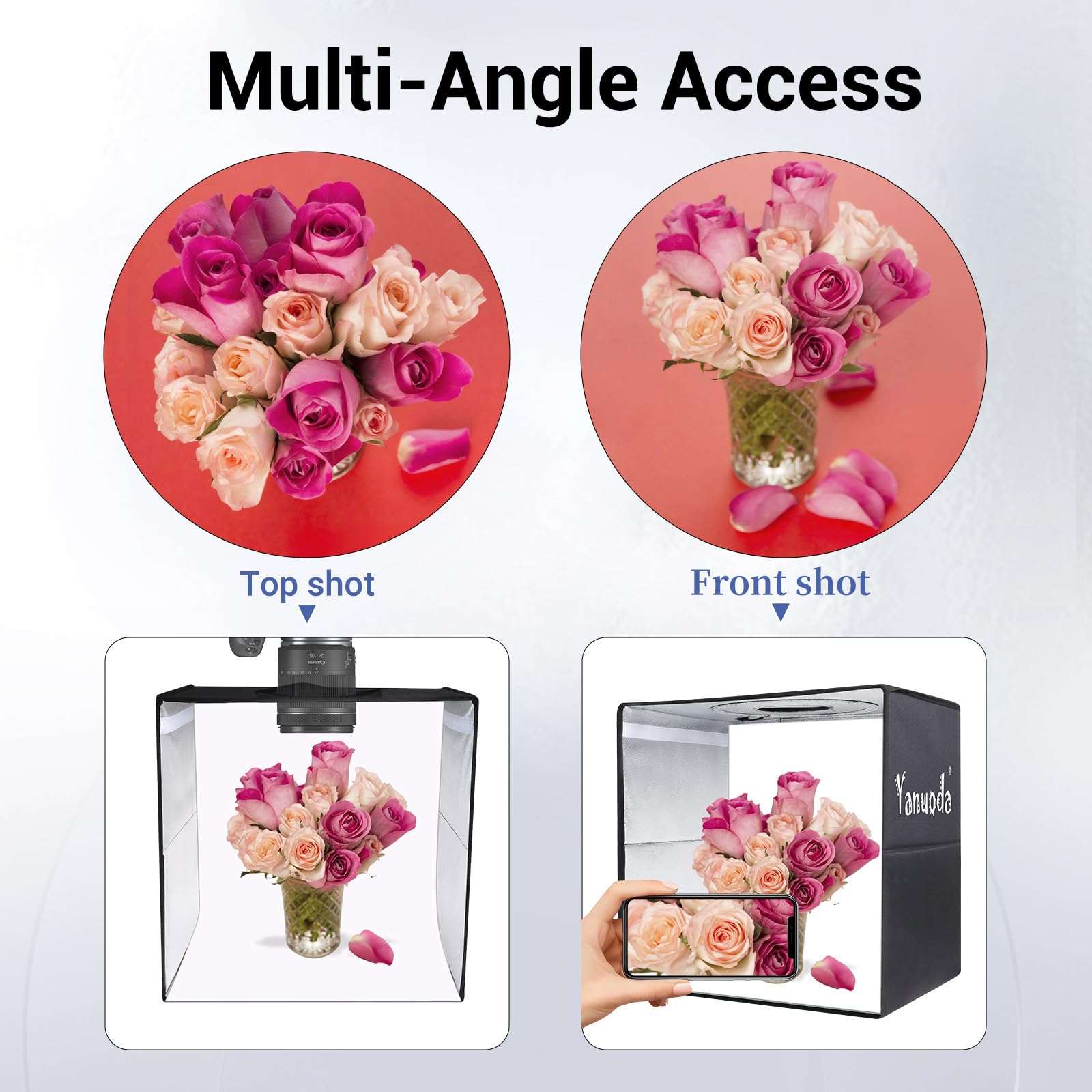 Yanuoda 16"x16"x16" Photo Studio Light Box Photography with 180 LEDs (CRI>95), 6 Backdrops - Portable/Dimmable/Versatile Folding Shooting Tents for Toys/Jewelry/Watches/Cosmetics Photography 5