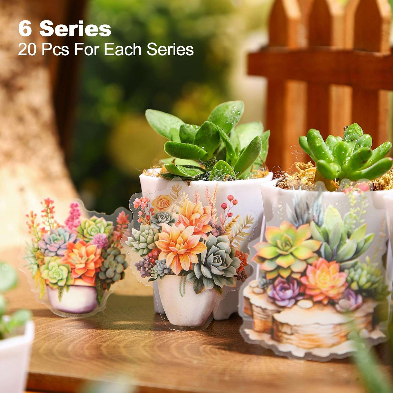 Miyouluna 120Pcs Colorful Succulent PET Stickers, Vibrant Multicolor Botanical Designs for Journaling, Scrapbooking, DIY Crafts, and Creative Projects 3