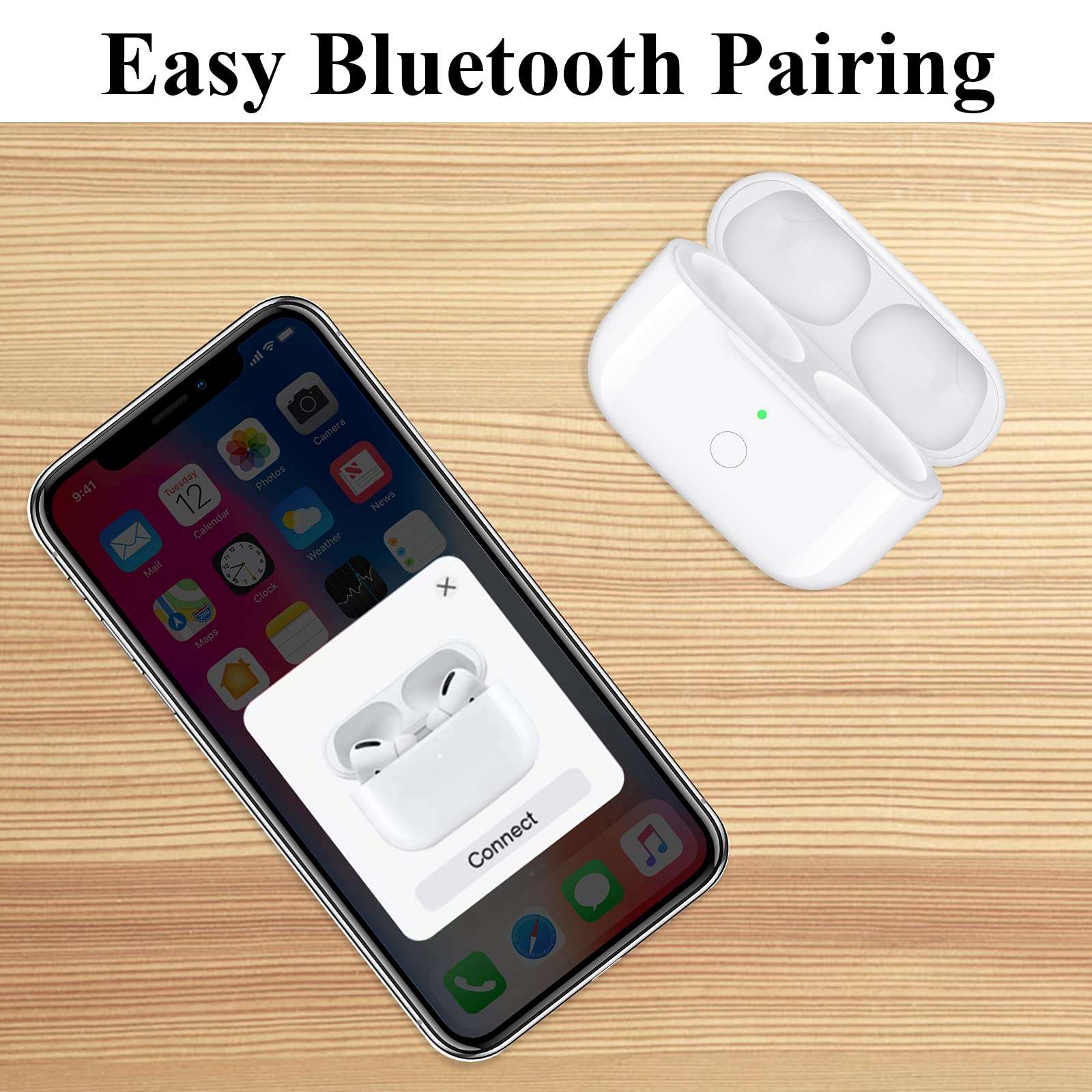 Wireless Charging Case Compatible for AirPod Pro, Charger Case Replacement for Air Pod Pro with Bluetooth Pairing Sync Button 2