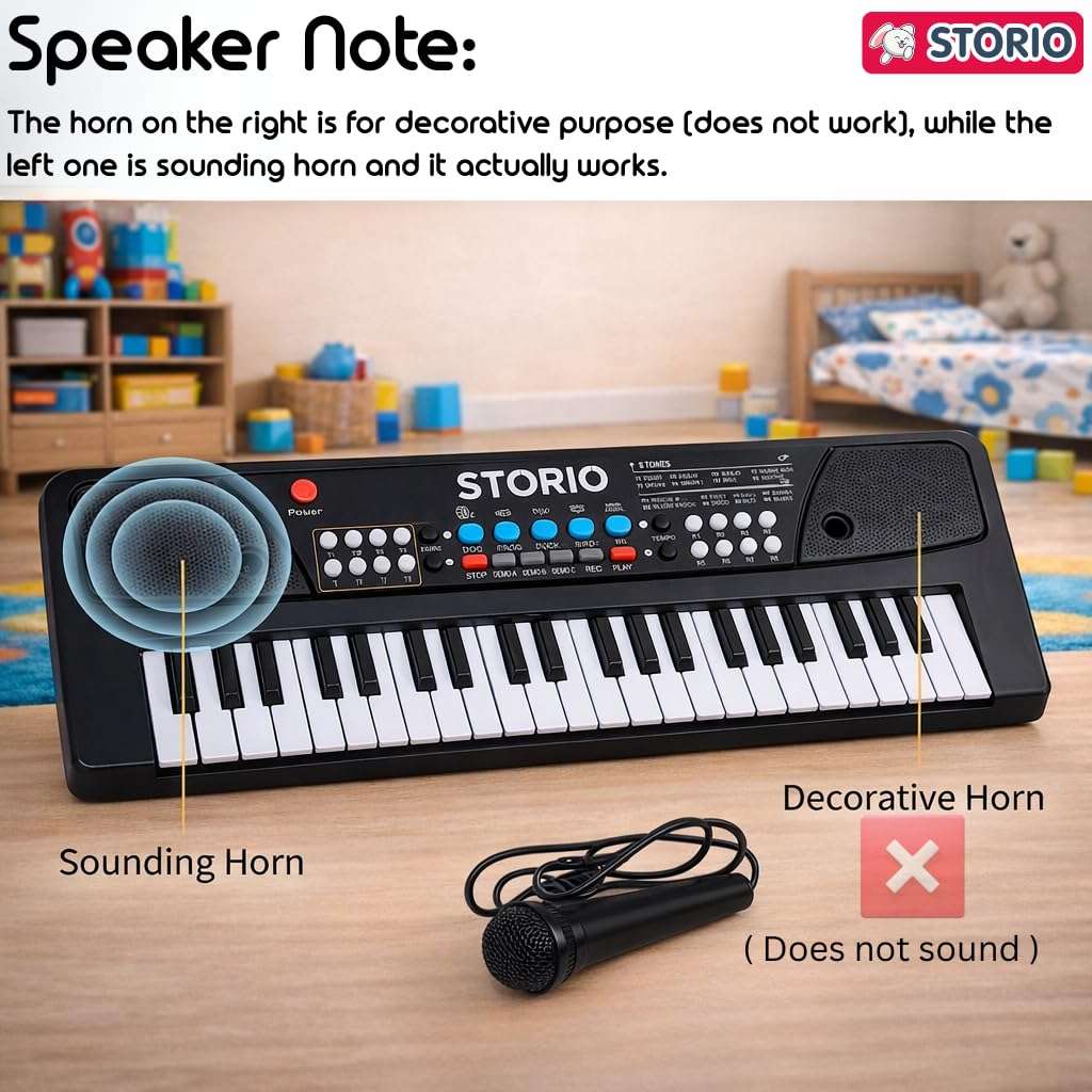 Storio Kids Piano Keyboard with Mic | 37 Keys, 8 Rhythms, 8 Tones & 6 Demo Songs | Electronic Musical Toy for Boys & Girls Age 2-5 | Educational & Recording Keyboard for Beginners 4