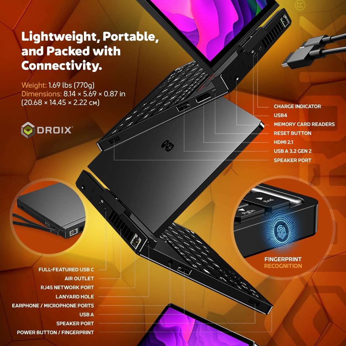 GPD Pocket 4: Mini Laptop with AMD Ryzen AI 9 HX 370 CPU, Radeon 890M GPU, 32GB LPDDR5X RAM, 2TB PCIe Gen4 SSD, 8.8 Inch 2.5K 144Hz Display, Wi-Fi 6E, Bluetooth 5.3, Modular AI Handheld PC 4