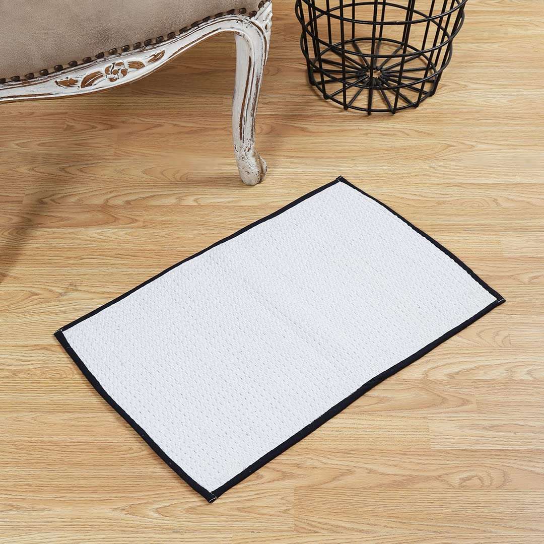 White Cotton Plain Solid 20x32 Inches Max Absorbent Bath Mat (Set of 2 bathmats) 1