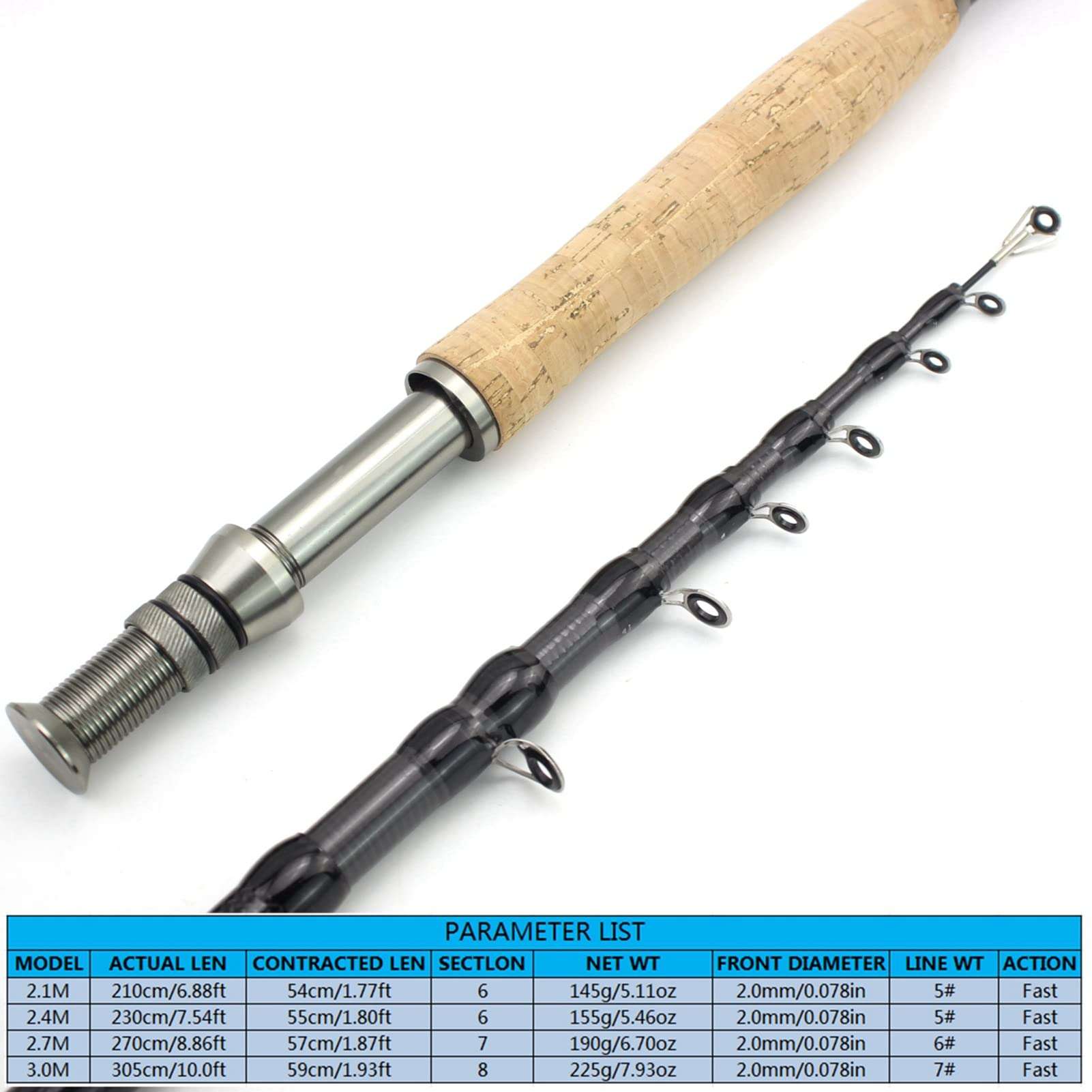 KANGL European and American Popular Portable Shrinkage Fly Carbon Carbon Wooden Handle Fishing Rod Road subrupted Dog Fish (Size : 3.0) 4