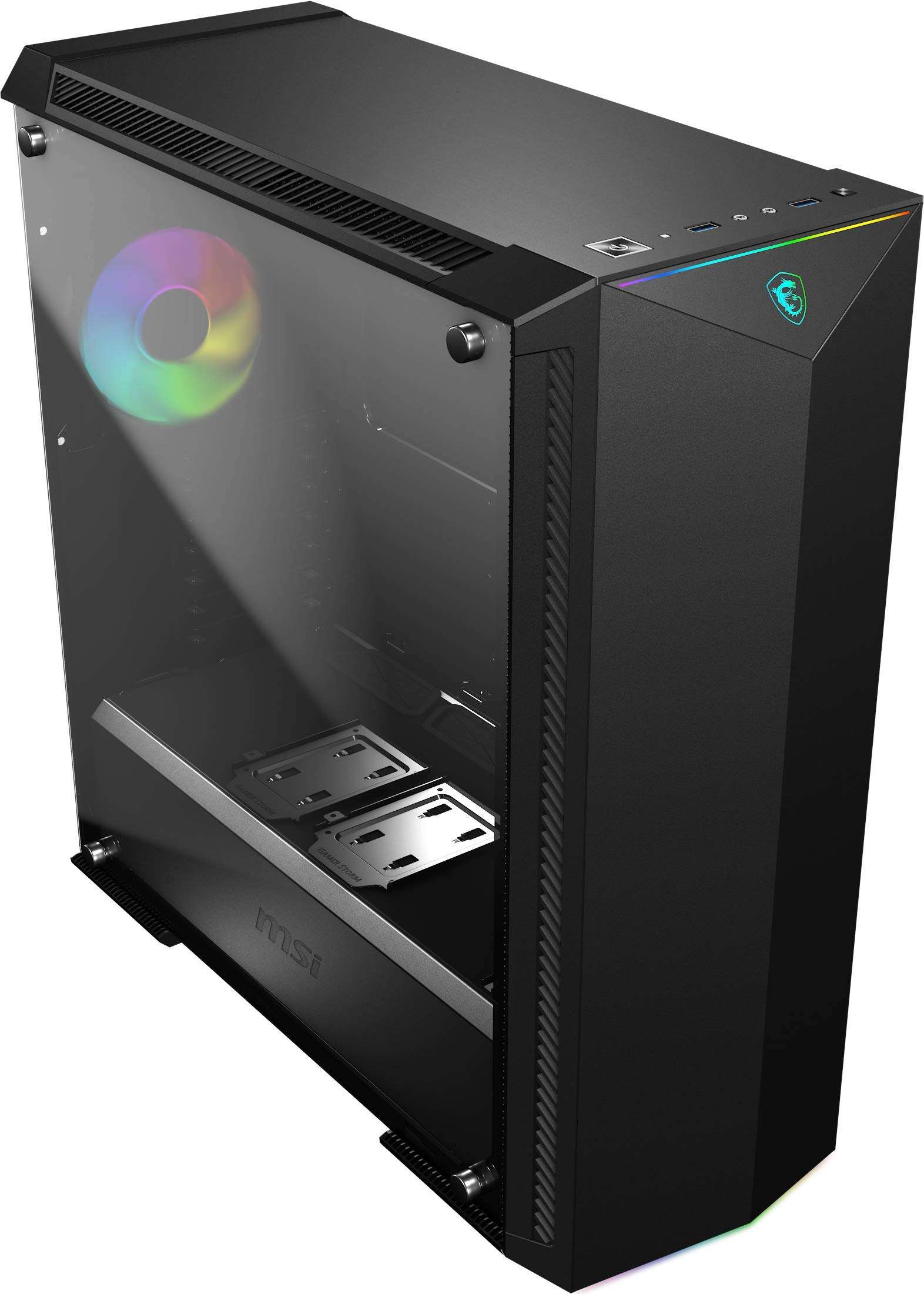 MSI MPG Series GUNGNIR 100, Premium Mid-Tower PC Gaming Case: Tempered Glass Side Panel, ARGB 120mm Fan, Liquid Cooling Support up to 420mm Radiator, Supports 3D Printed Parts 1