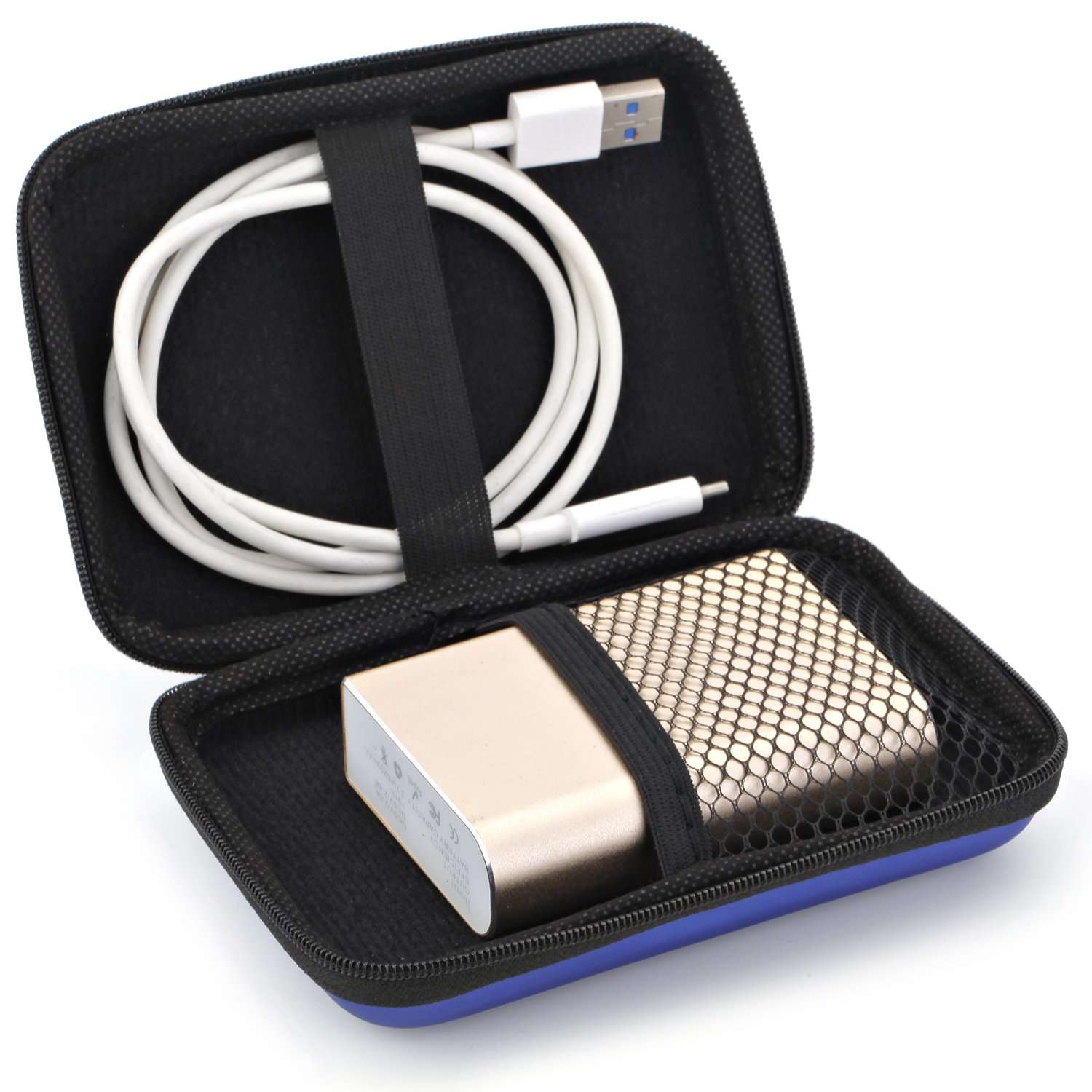 Bear Motion EVA Shockproof Carrying Travel Case for 2.5-Inch Portable External Hard Drive, GPS Camera and External Battery Pack - Blue 5