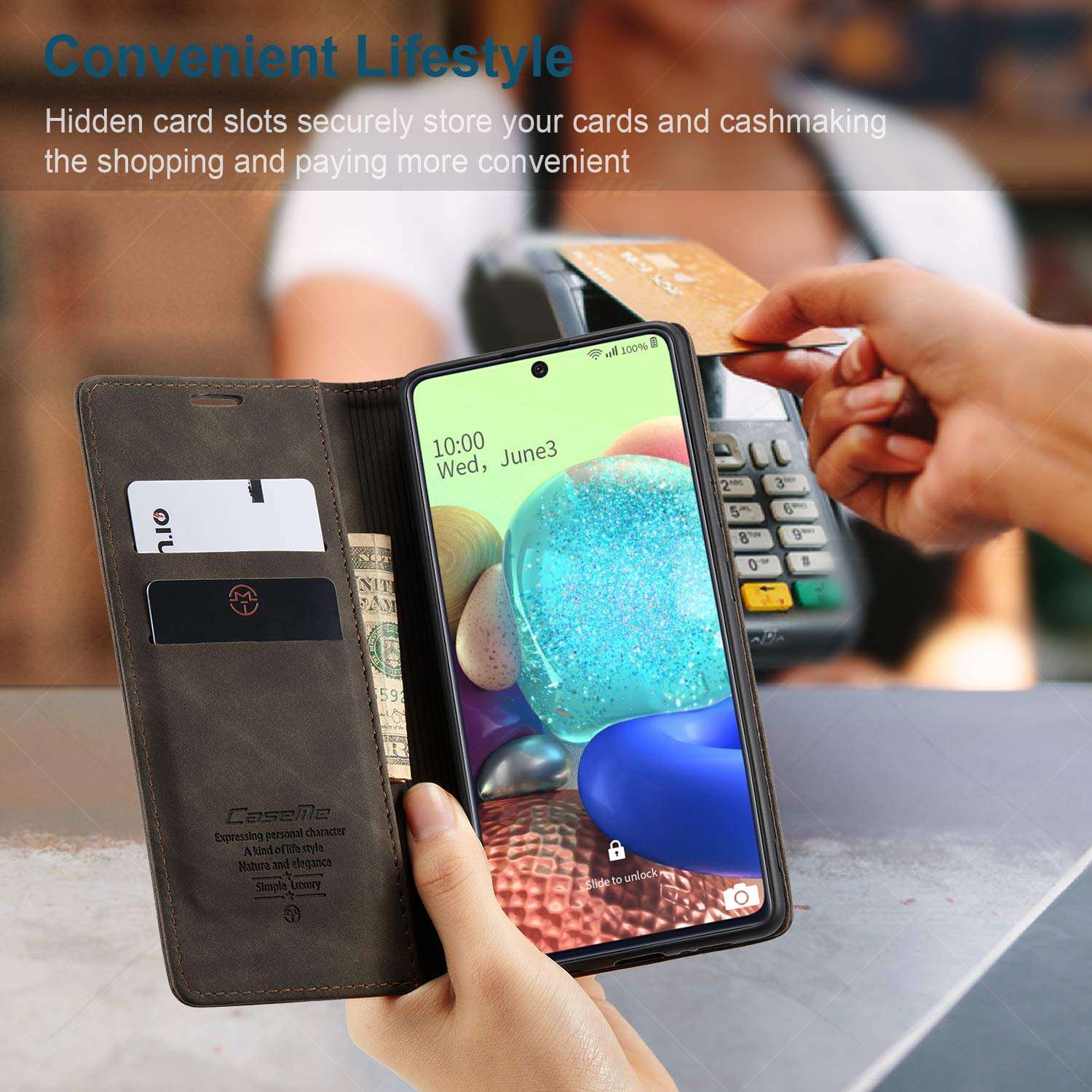 HAII Galaxy Note 20 Case, Flip Fold Leather Wallet Case with Credit Card Slot and Kickstand Magnetic Closure Protective Cover for Samsung Galaxy Note 20 (Coffee) 6