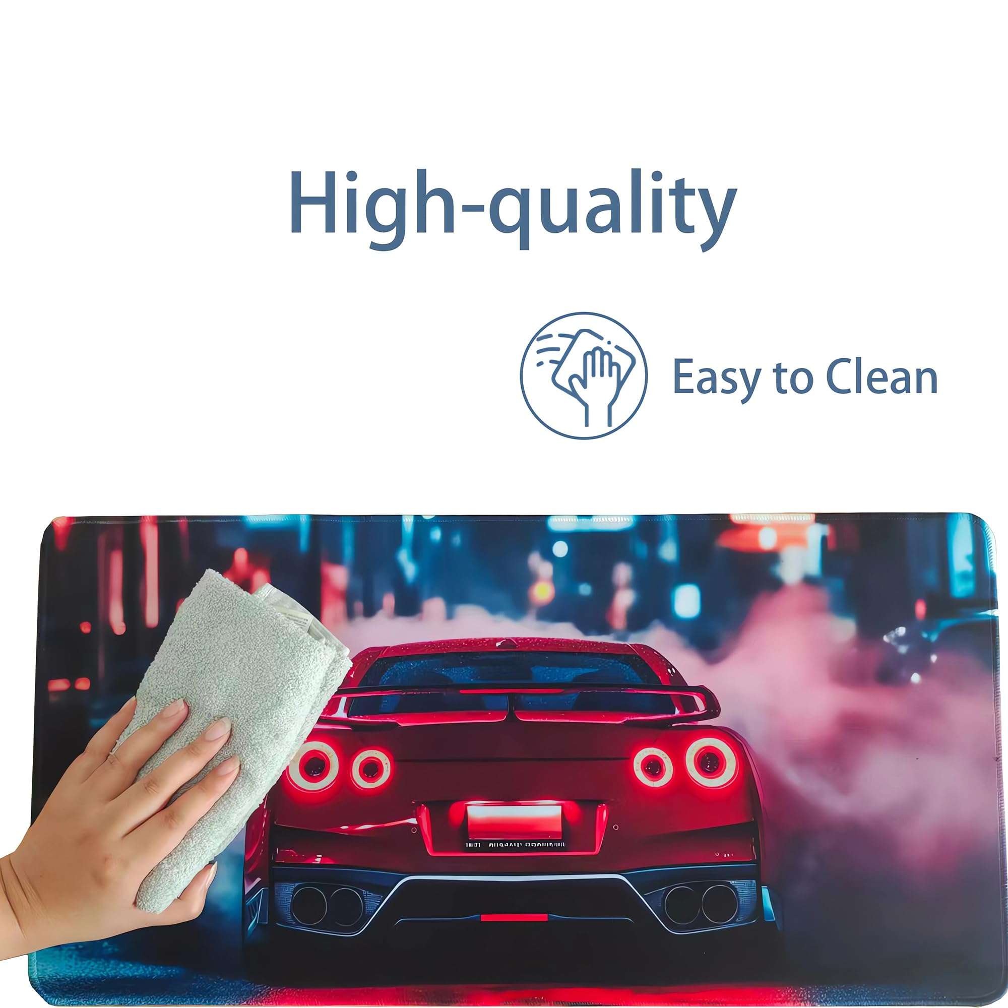ANMOGID Gaming Mouse Pad, JDM R34 Car Mouse Pad, Red Smoke City Desk Mat, Extended 23.6" x 11.8" for Office Home, Non-Slip Rubber Keyboard Mat Decor, Computer Accessories Office Organizers Supplies 5