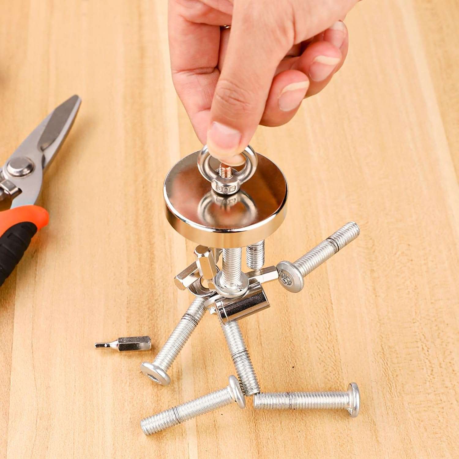 ALEAF 1 Piece of 32mm Super Strong Neodymium Fishing Magnets, 20-32 Kgs Vertical Pulling Force Rare Earth Magnet with Hole Eyebolt Diameter for Retrieving in River and Magnetic Fishing 5