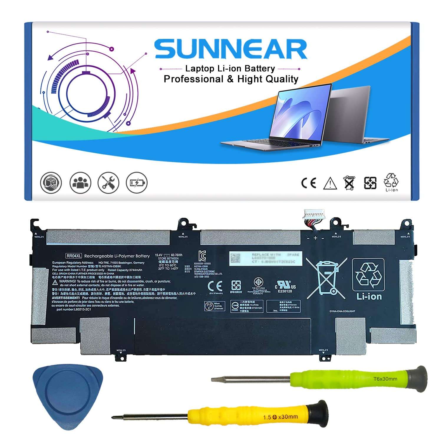 SUNNEAR OM03XL 863280-855 Laptop Battery Replacement for HP EliteBook X360 1030 G2 Series Notebook HSTNN-IB70 HSTNN-IB7O OMO3XL 863167-1B1 863167-171 11.55V 57Wh 4935mAh (Option 1) 1