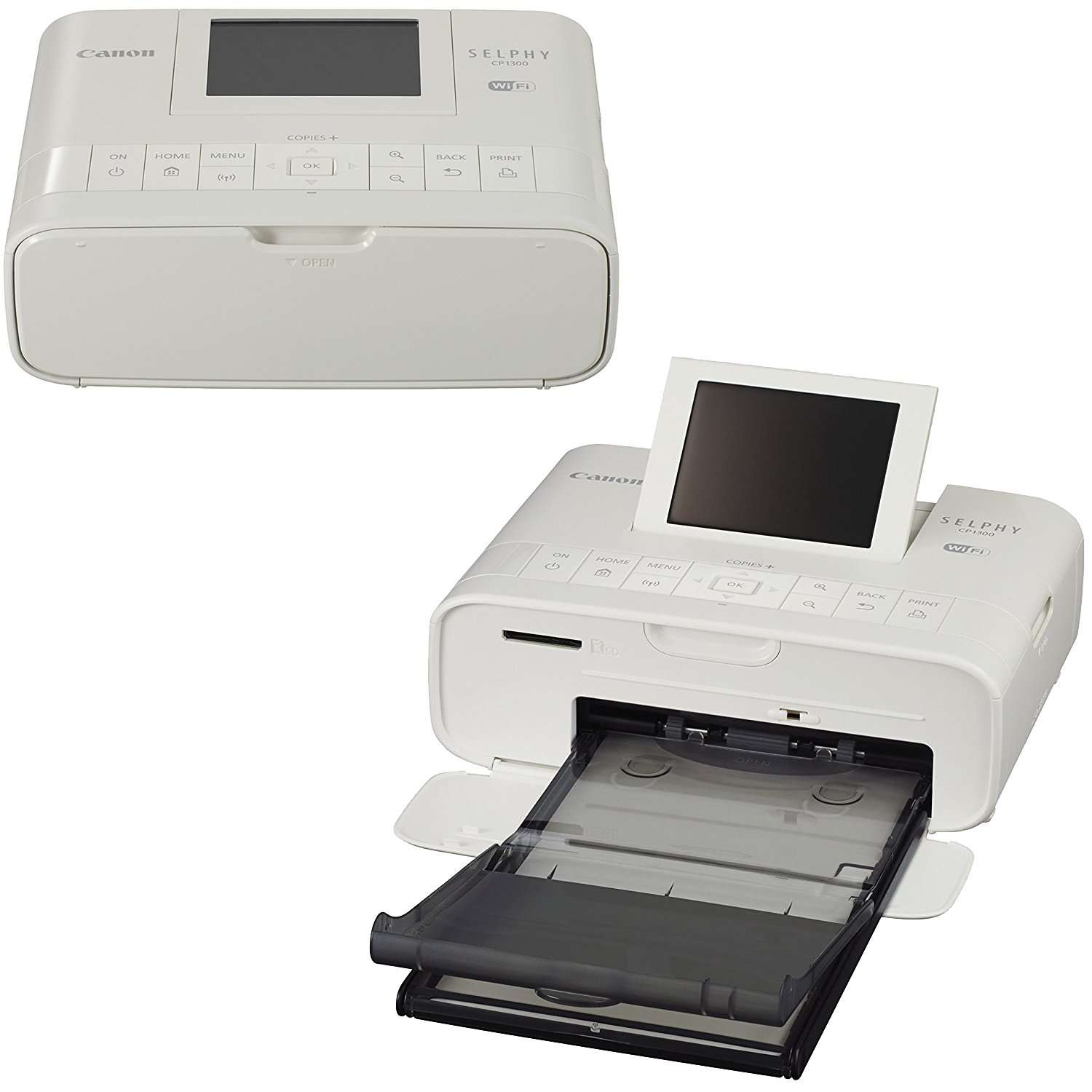 Canon SELPHY CP1300 Wireless Portable Photo Printer with Color Ink & 108 Paper Sheets Set, USB Cable & Cleaning Cloth - Inkjet Laser 4x6 Label, Air Print app, LCD Screen, 1-Year Warranty 2