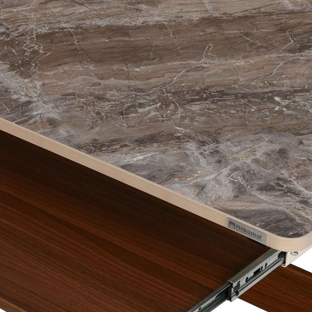 Nilkamal Alwin Computer Table|Engineered Wood|Dedicated Keyboard Drawer|CPU Shelf|Ideal for Living Rooms, Bedrooms, Offices, Library, Computer Rooms|Ivory/Walnut 6