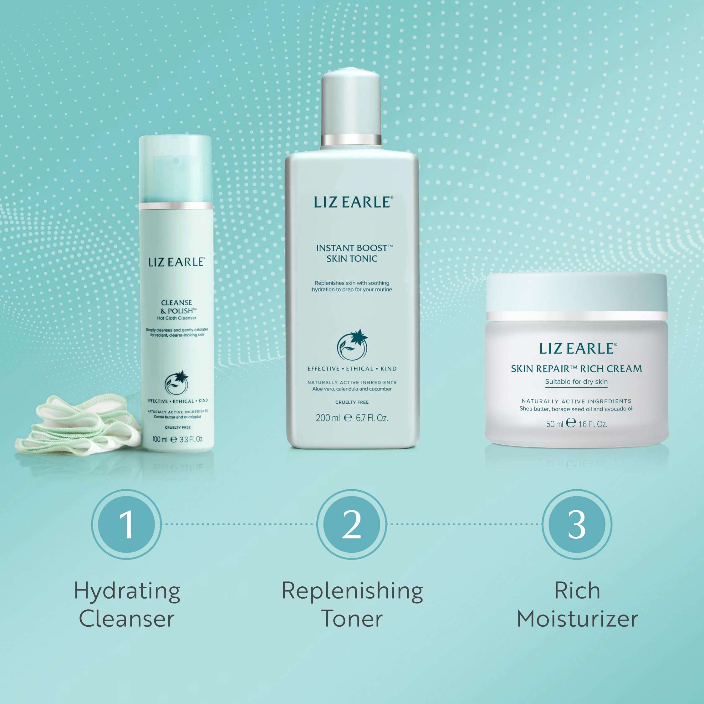 Liz Earle Cleanse & Polish Hot Cloth Face Wash - Gentle Facial Cleanser & Exfoliating Cotton Cloth - Boosts Hydration and Reveals Instant Radiance (100ml) 6