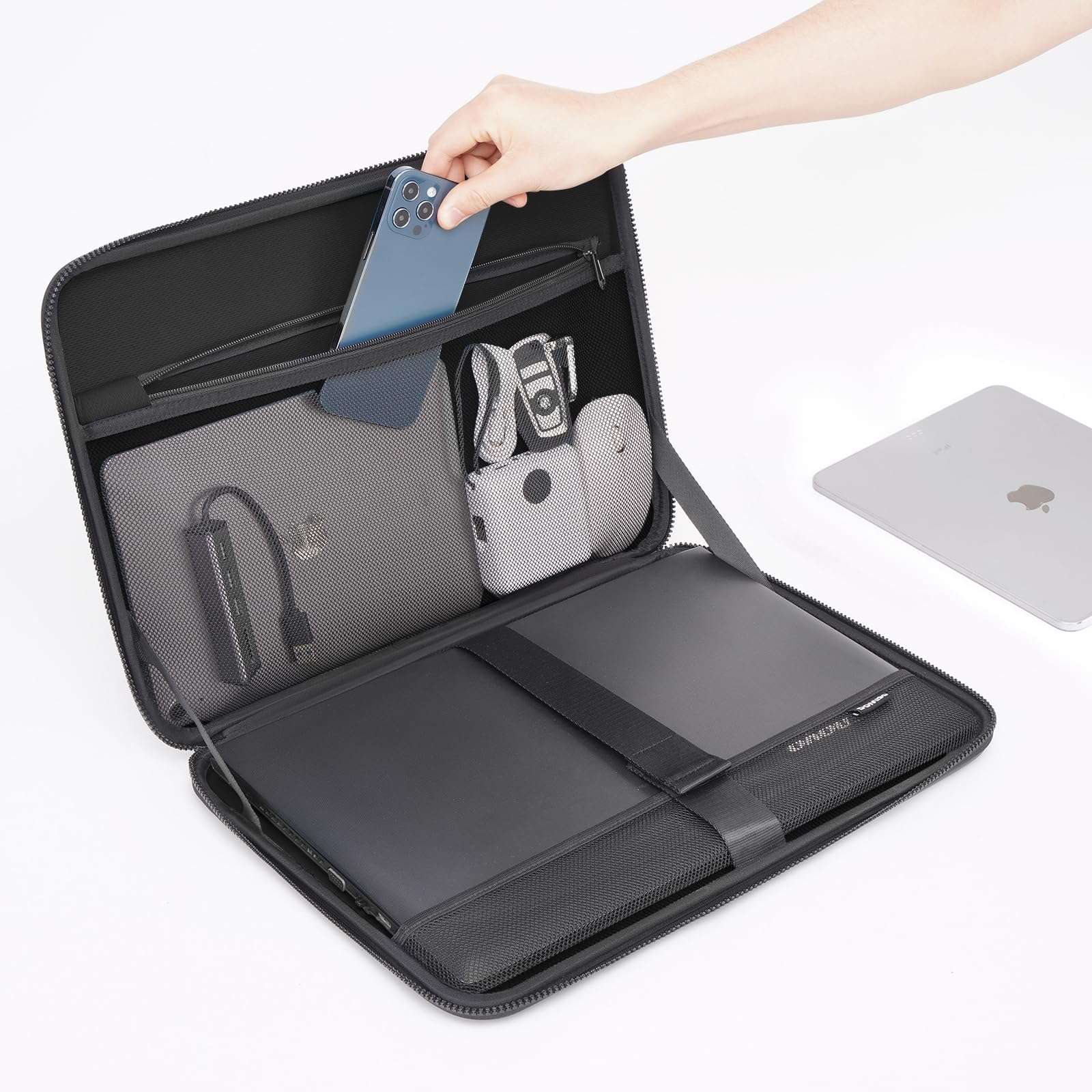 DOMISO 14 inch Laptop Sleeve with Handle Shockproof Computer Bag Waterproof EVA Protective Carrying Case for 14" ThinkPad E480/Yoga 920/13.5" Microsoft Surface Book/HP Pavilion 14 Stream 14, Green 5