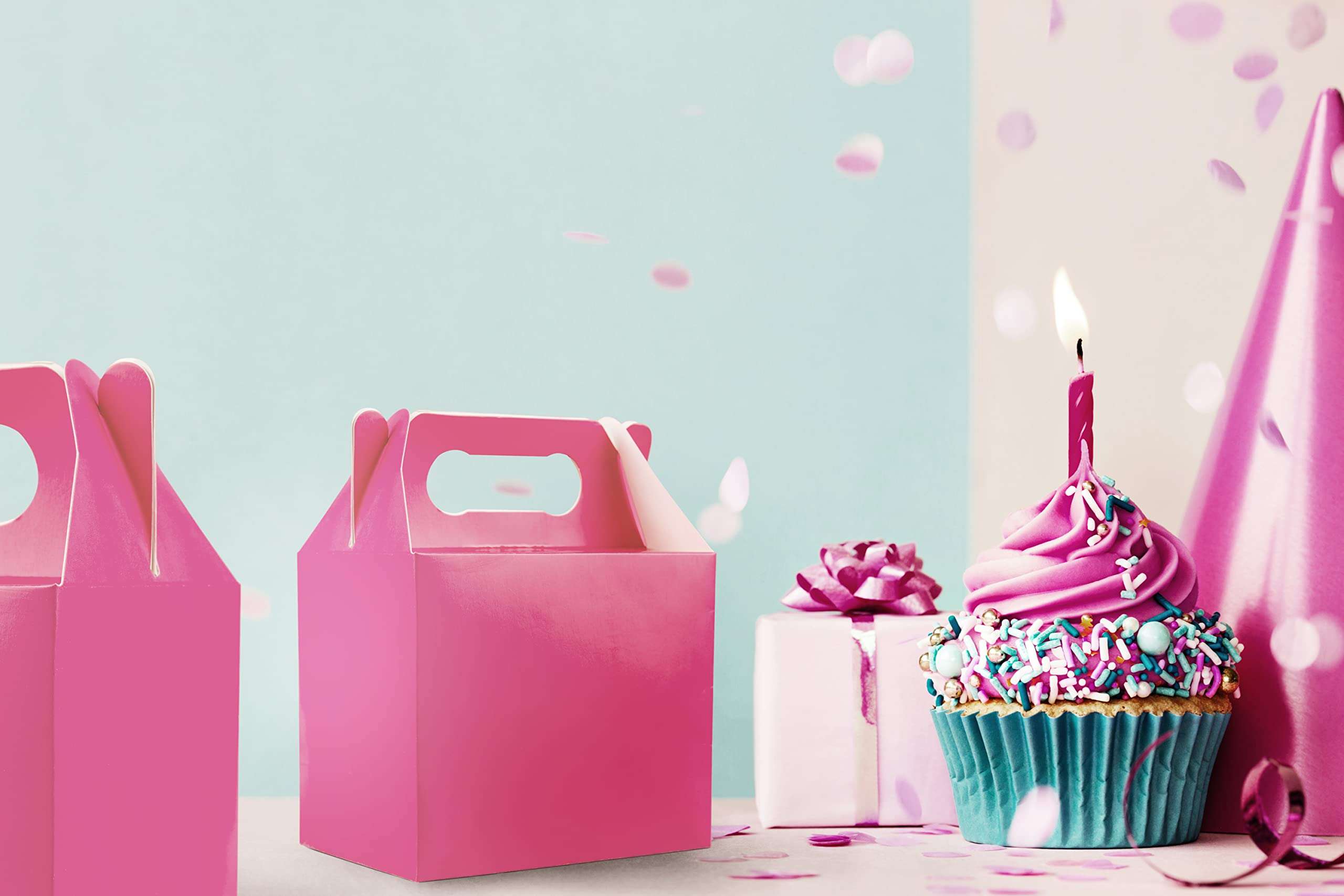 SHATCHI 10Pcs Light Pink Colour Cardboard Lunch Takeaway Birthday Wedding Carry Meal Food Cake Party Box Childrens Loot Bags 6