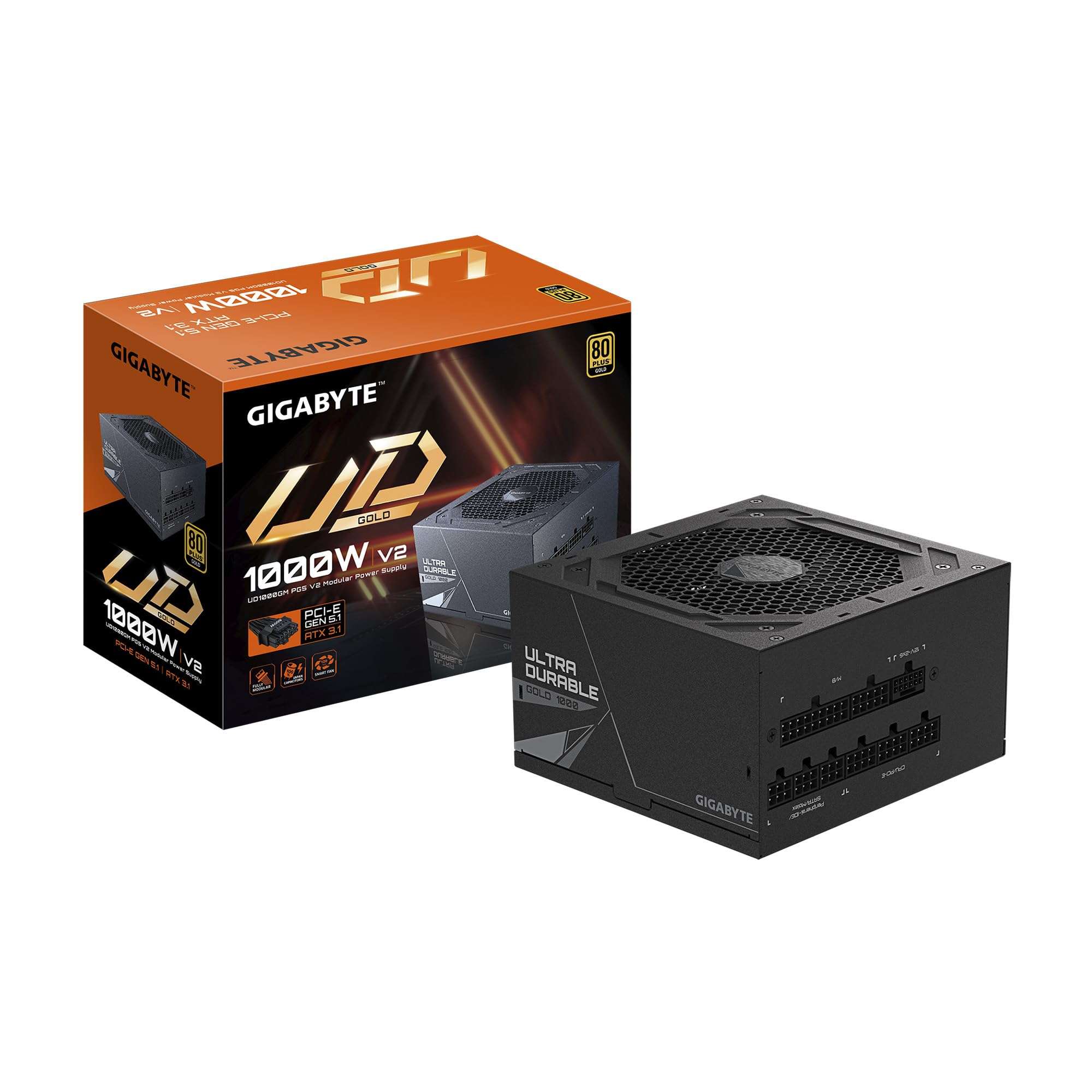 GIGABYTE UD1000GM PG5 V2-1000W 80 Plus Gold Certified - PCIe5.1 Ready - ATX3.1 - Fully Modular Power Supply (UD1000GM PG5 V2) 1