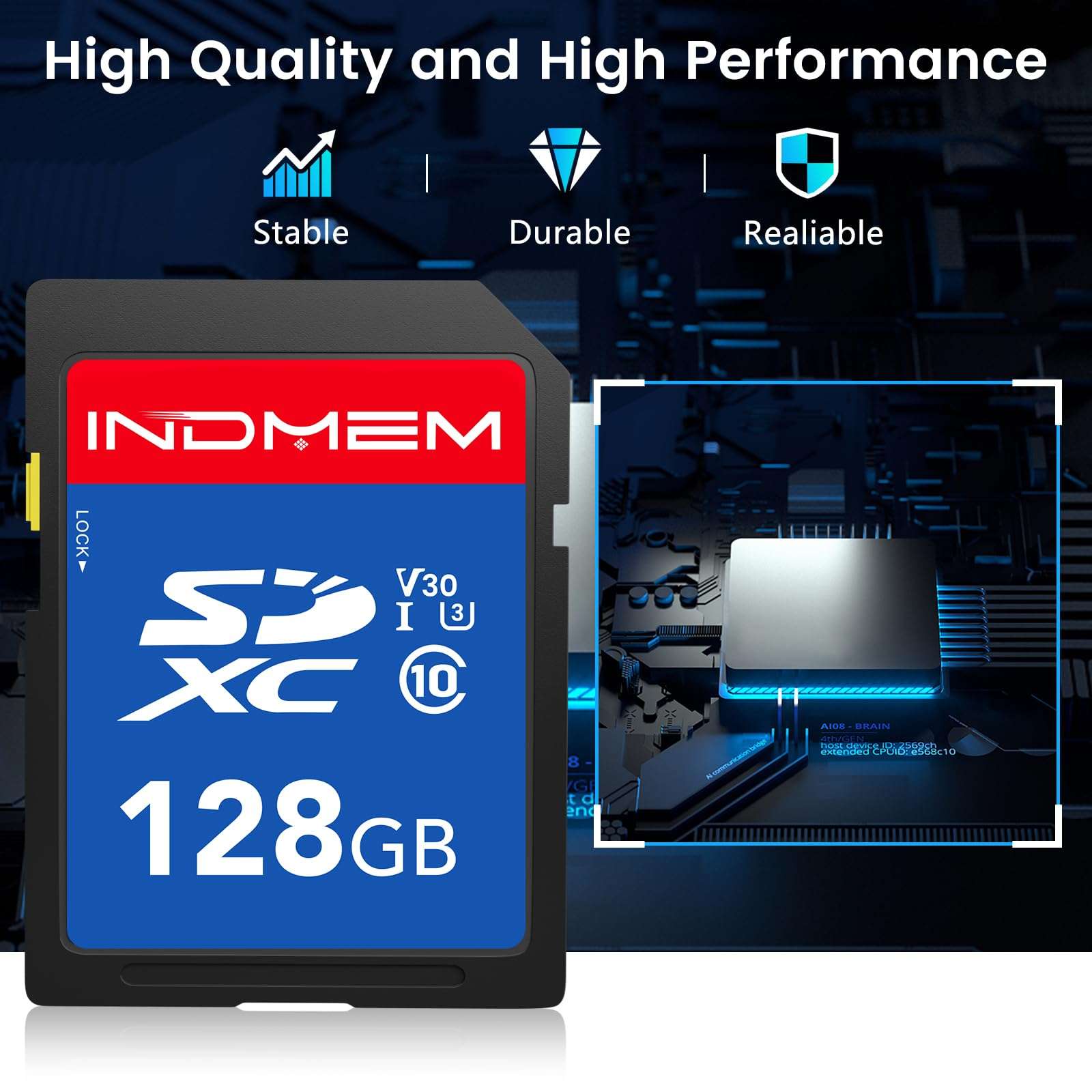 128GB SD Card, C10, U3, V30, High Speed up to 90M/S, SDXC UHS-I Memory Cards, Full HD & 4K Video Compatible with Digital Camera, HD Camcorders, DSLR and PC, 128 GB(1 Pack) 6