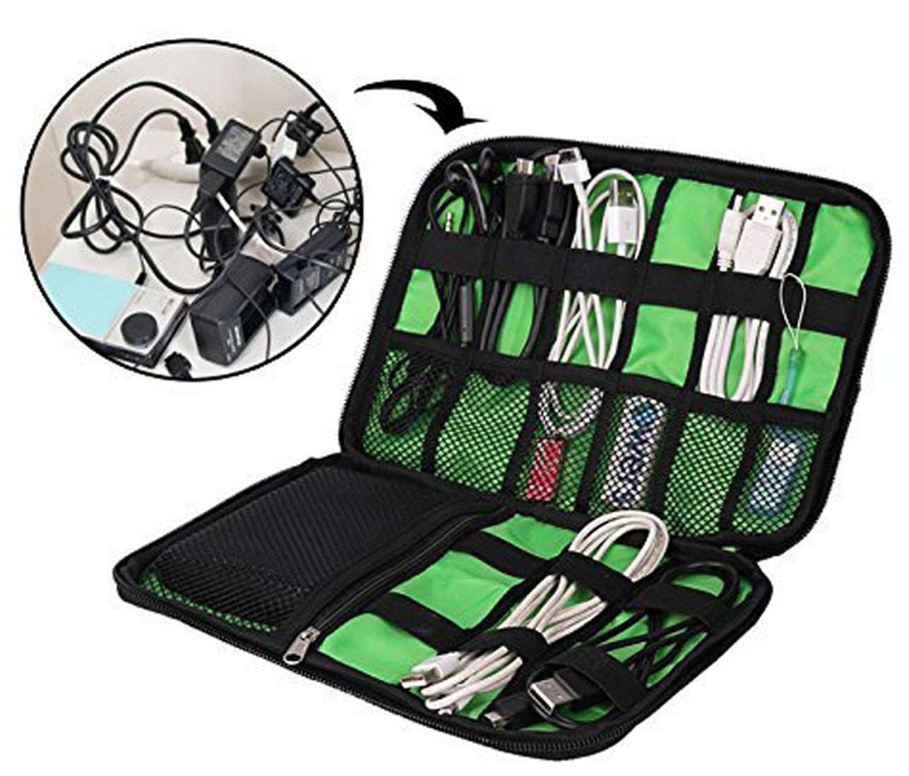 Electronics Organizer Travel Gadget Tech Gear Accessory Storage Carrying Bag Pouch for USB Cable SD Card Phone Camera Hard Drive Flash Disk PowerBank Headphone Charger Holder Case First Aid Bag Black 3