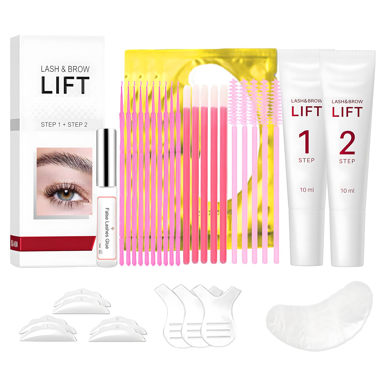 2-in-1 Lash Lift & Brow Lamination Kit, Includes Lash Perm with Fixation Lotion, Glue, Detailed Instruction, Tools for Long-Lasting Natural Curl, Salon Quality & Safe Home Use Eyebrow Lamination Kit