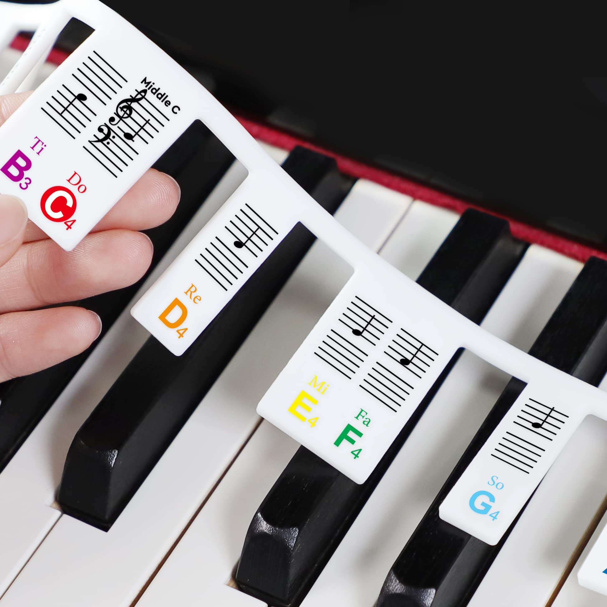 Piano Keyboard Note Labels, SS Removable Piano Key Notes Guide Overlay for Beginners Learning Piano, Made of Silicone, No Stickers Needed, 88 Keys Full Size (Rainbow) 1